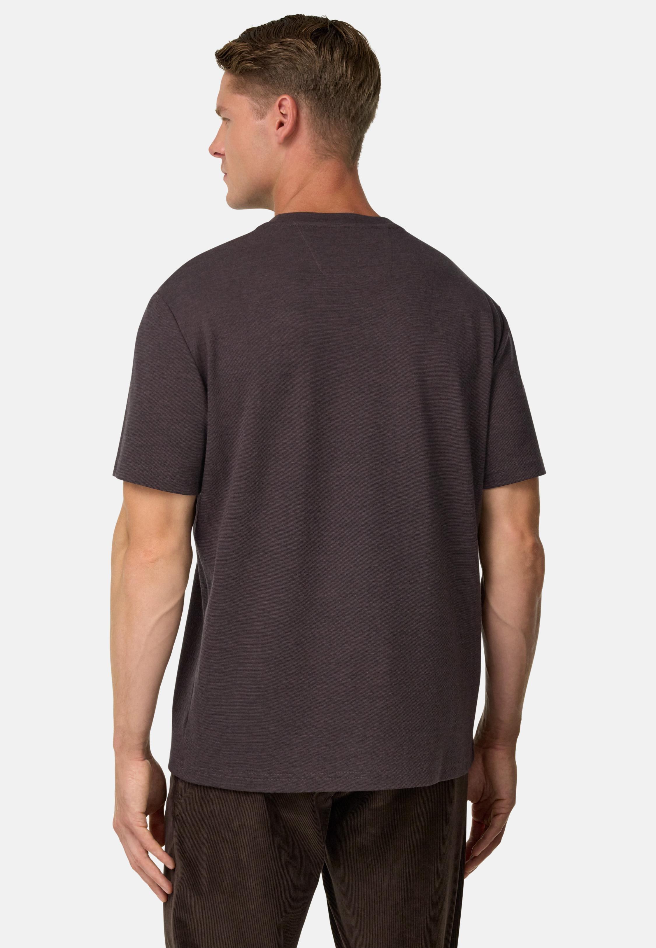 Cotton and Wool Blend T-Shirt. Brown, 3901_DKBR, large image number 4