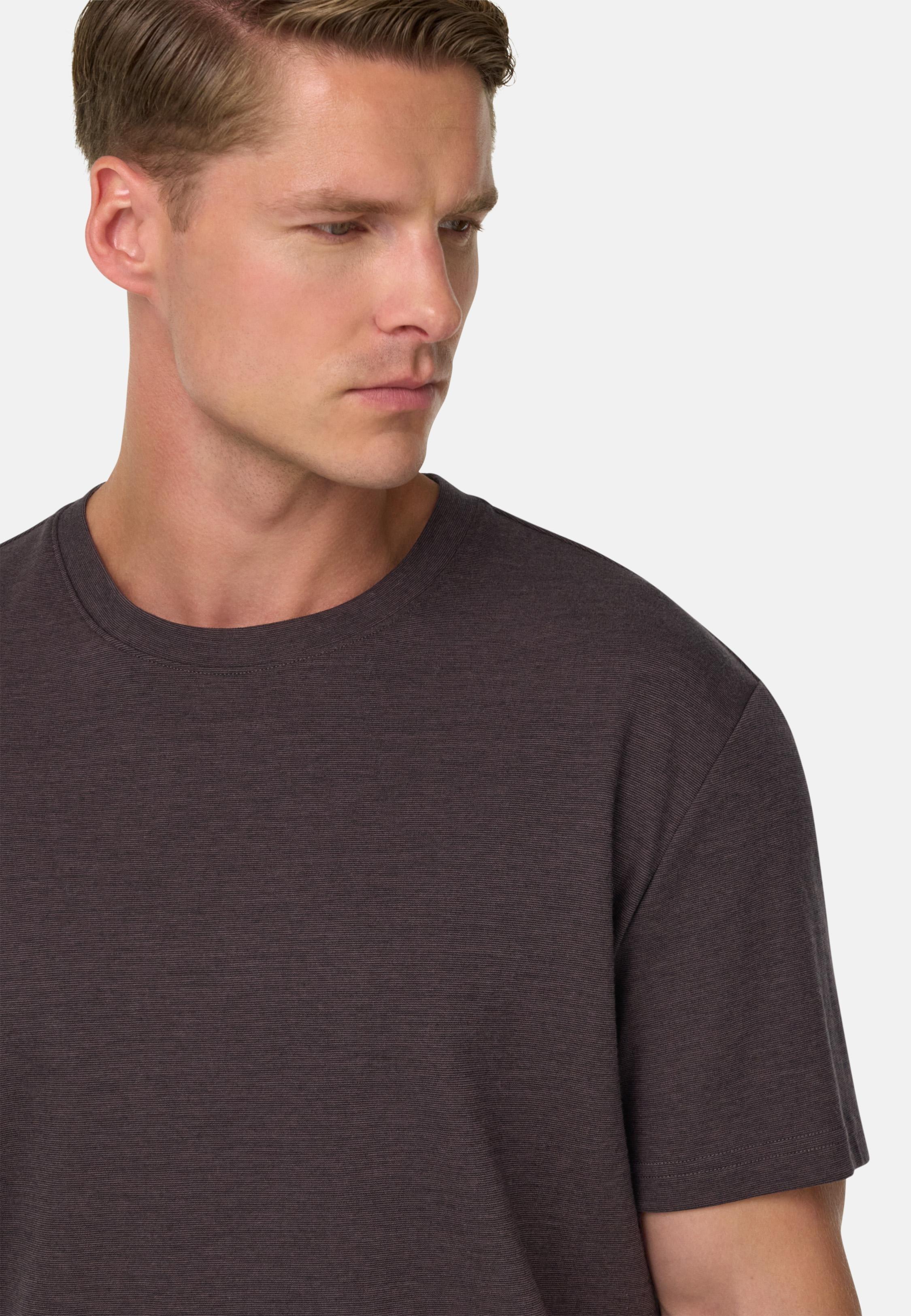 Cotton and Wool Blend T-Shirt. Brown, 3901_DKBR, large image number 6