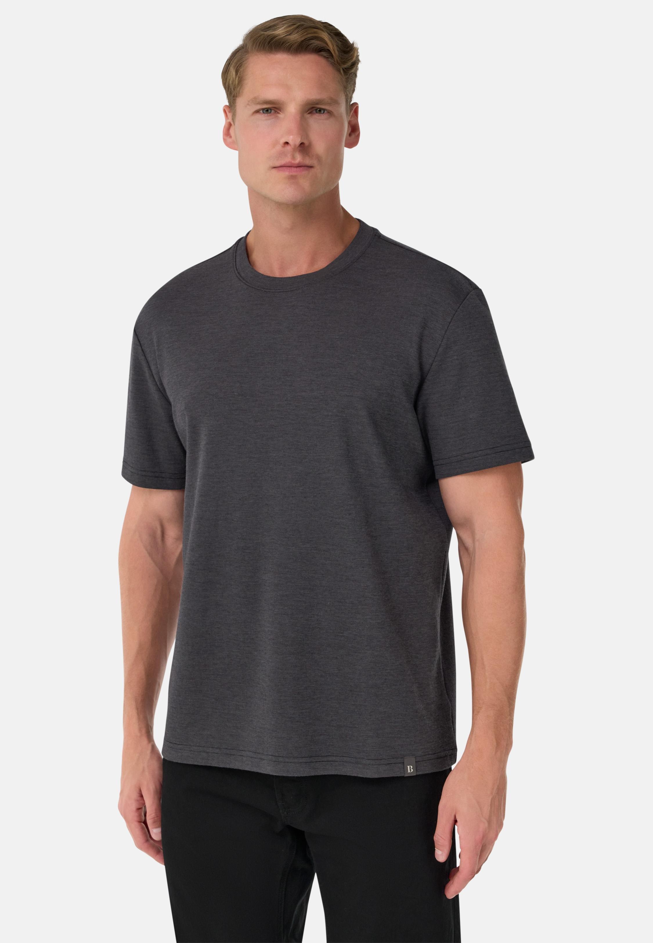 Cotton And Wool Blend T-Shirt. Black, Charcoal, large image number 0