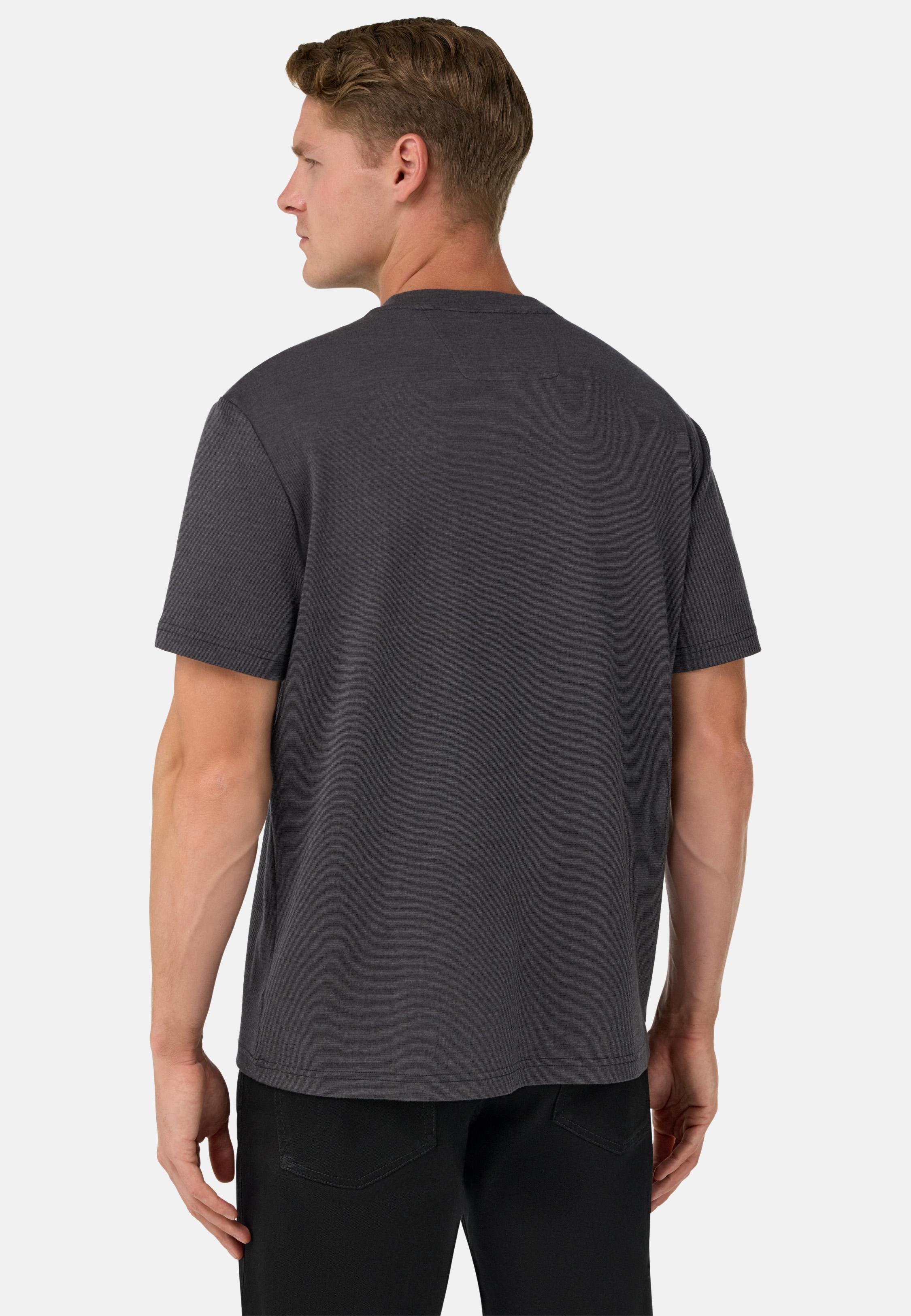 Cotton And Wool Blend T-Shirt. Black, Charcoal, large image number 1
