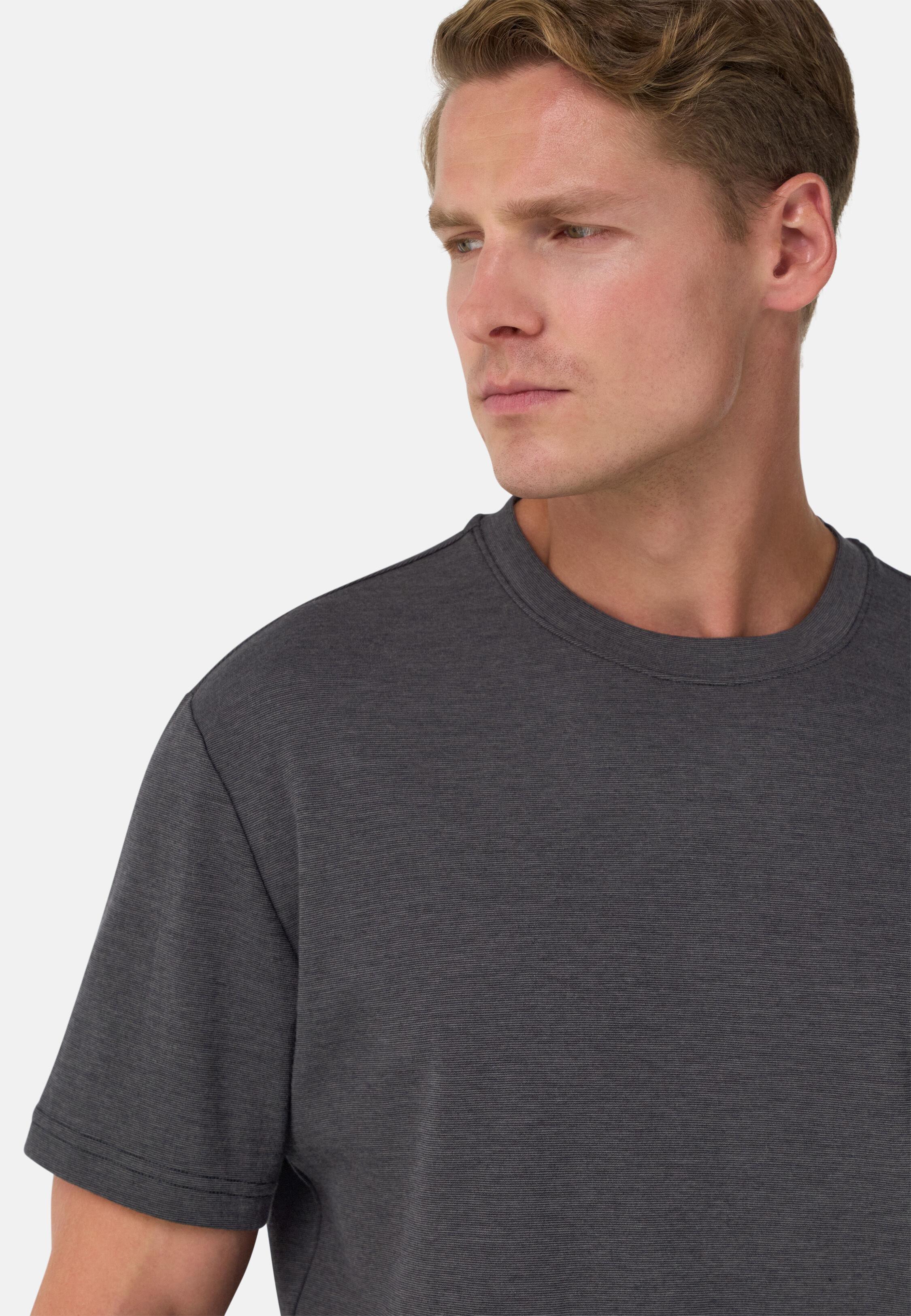 Cotton And Wool Blend T-Shirt. Black, Charcoal, medium