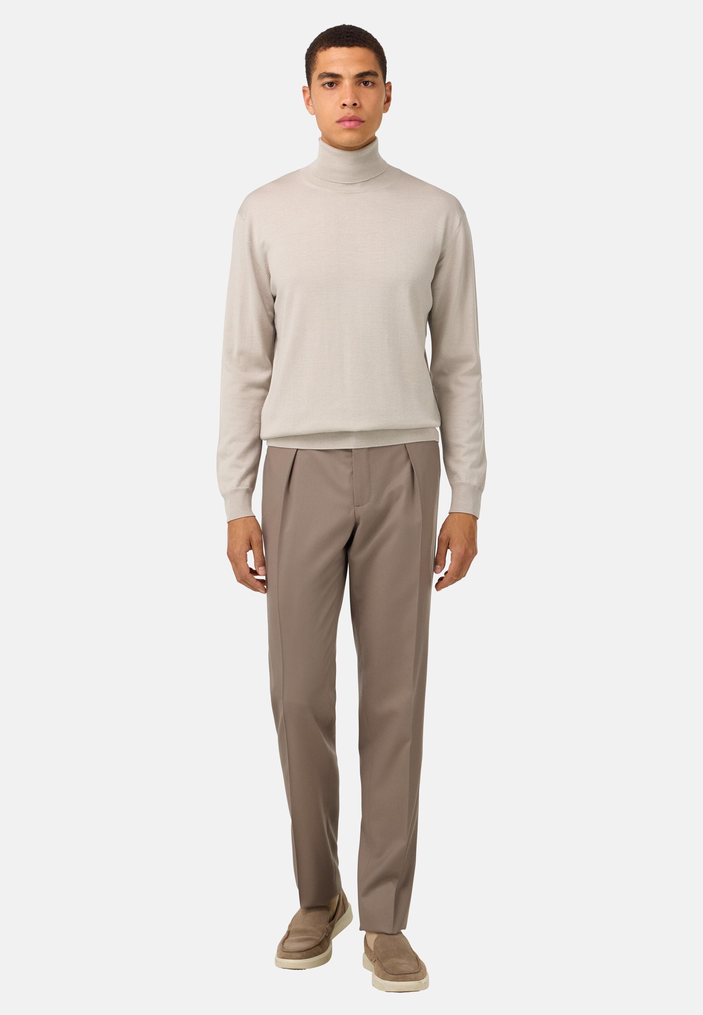Flannel Trousers Beige, 3901_BEIG, medium