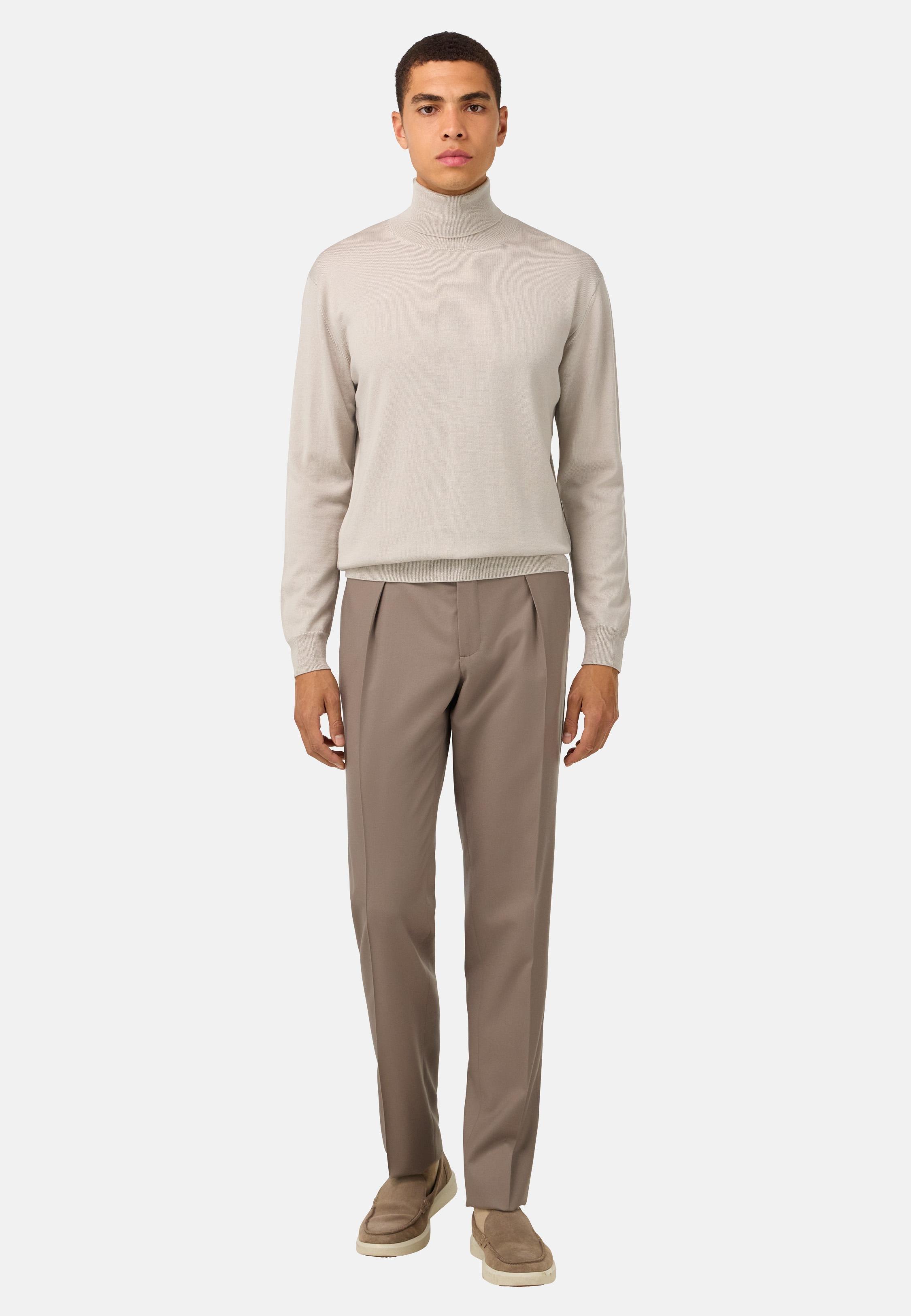 Flannel Trousers Beige, Beige, medium