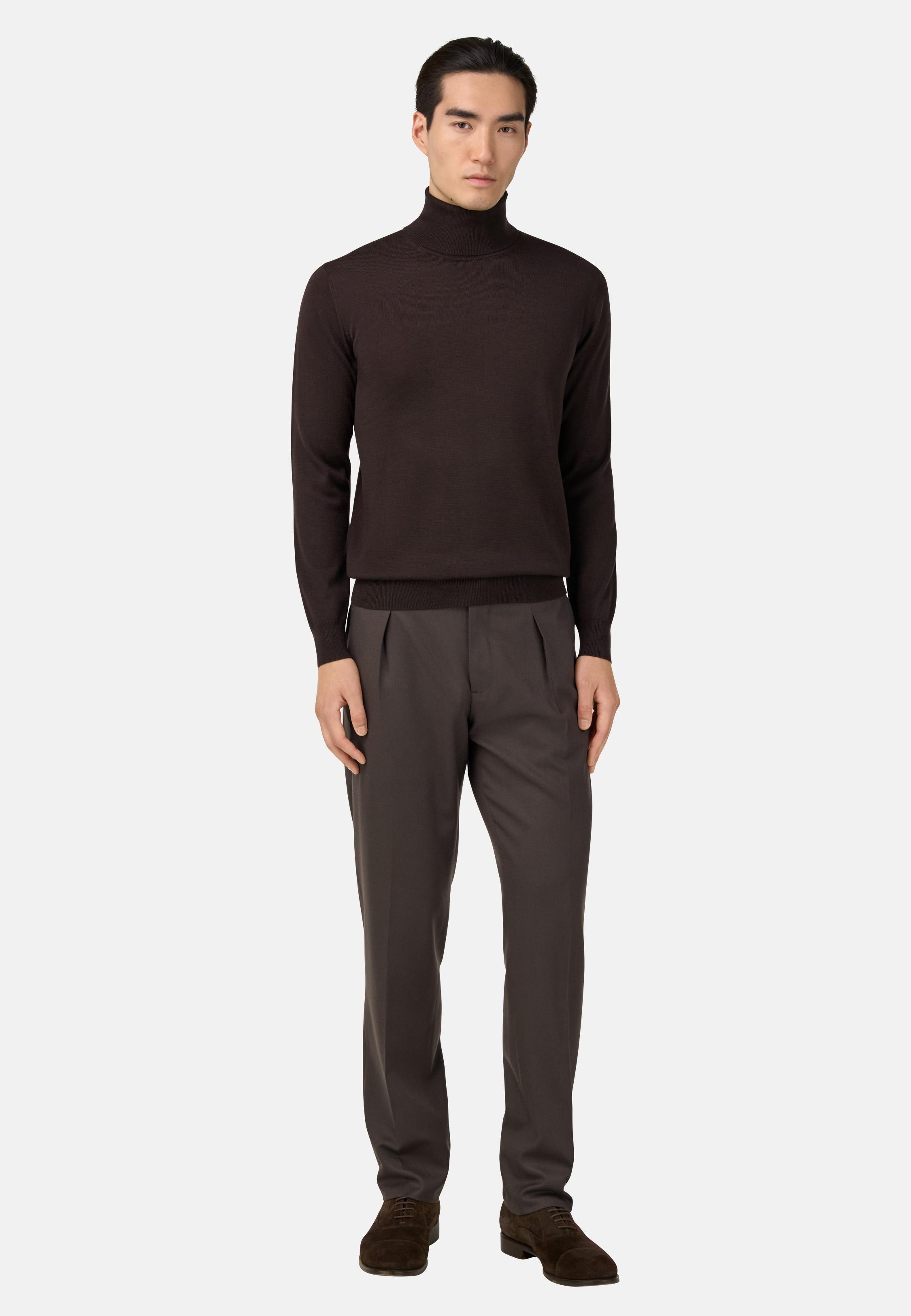 Flannel Trousers Brown, Brown, large image number 1