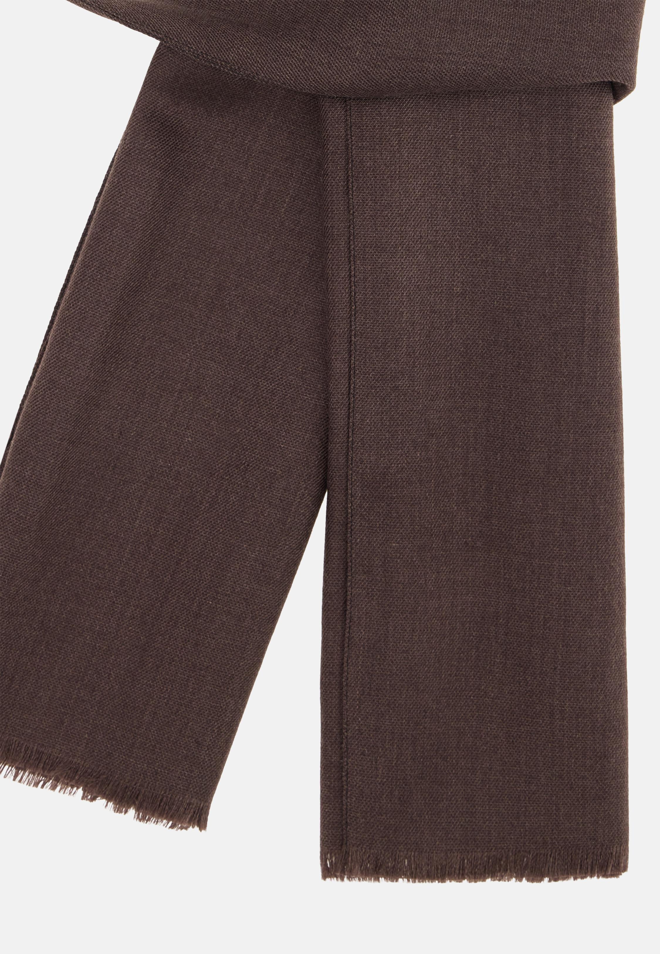 Herringbone Wool Scarf Brown, Dark brown, large image number 1