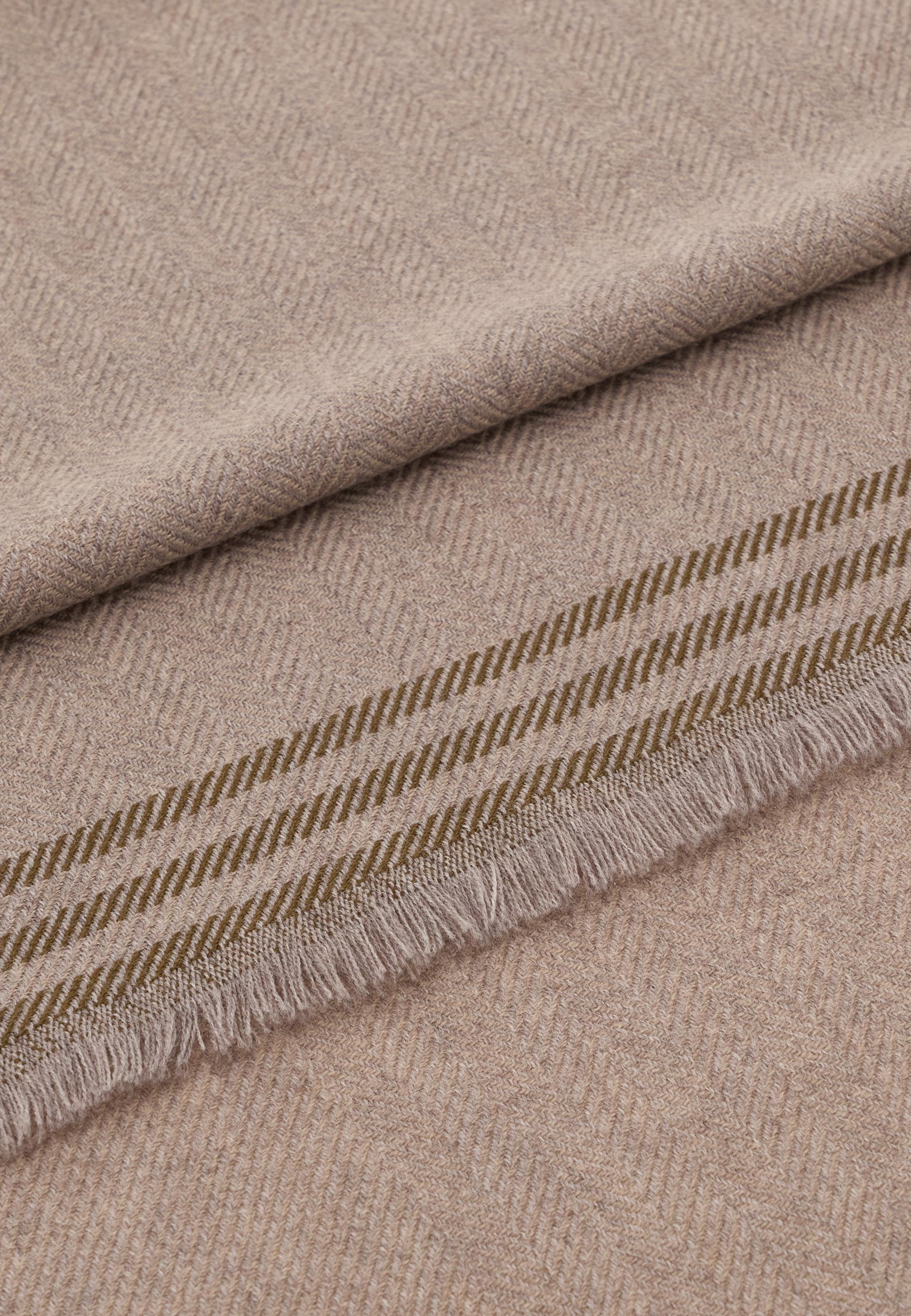 Herringbone Wool Scarf Beige, Beige, large image number 0