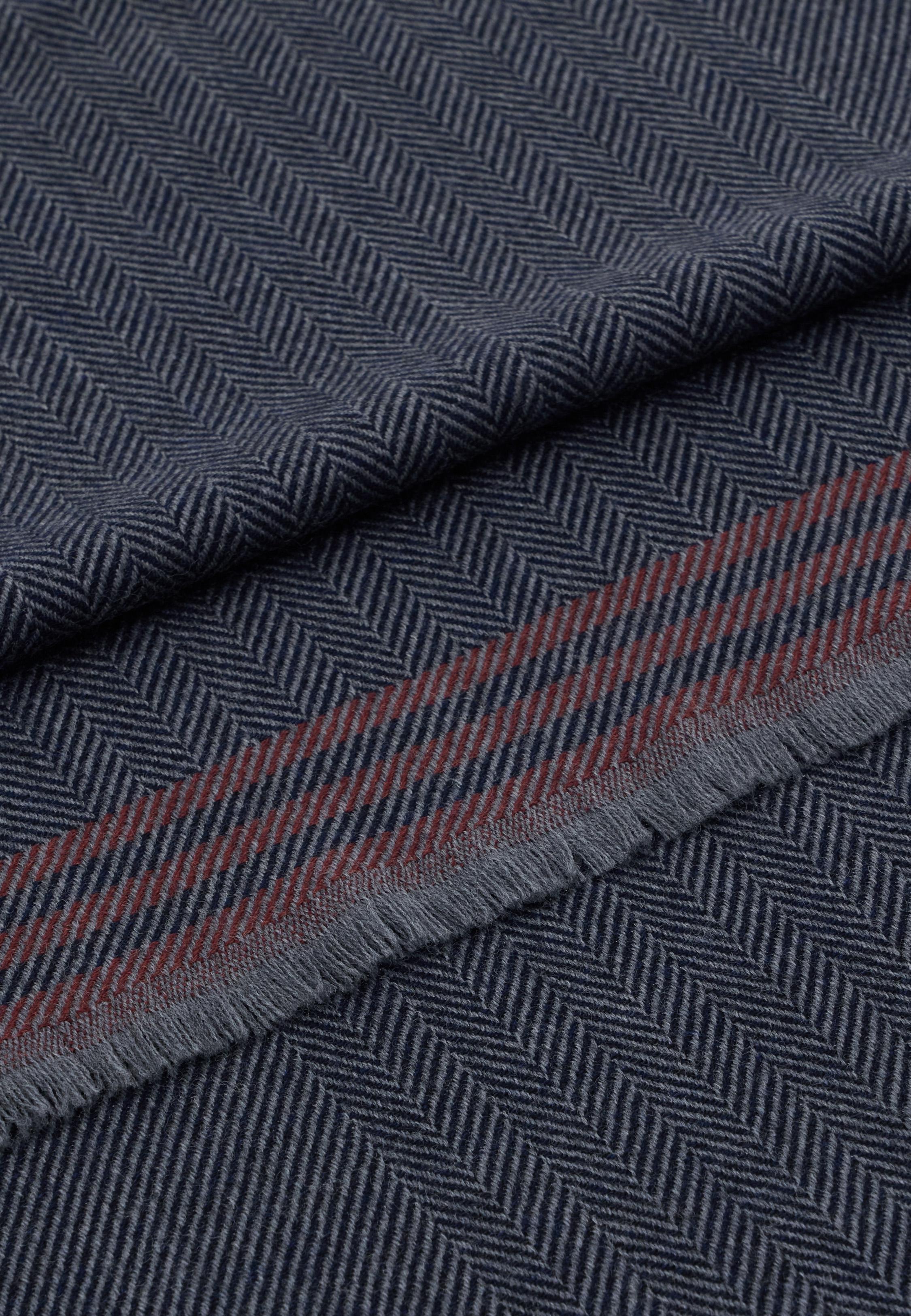 Herringbone Wool Scarf Navy, Navy blue, medium