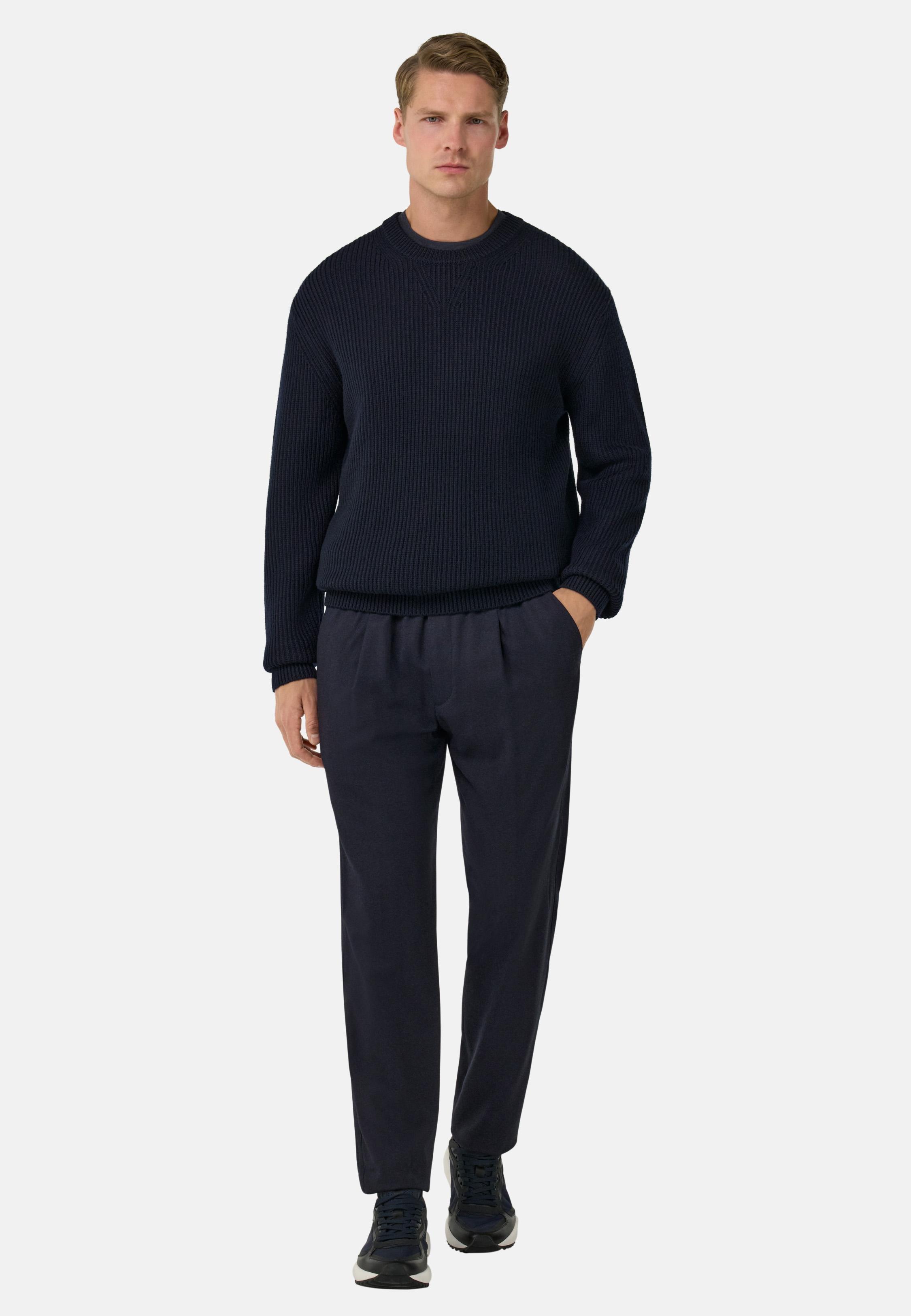 City Trousers In Flannel Blue, Navy blue, large image number 1