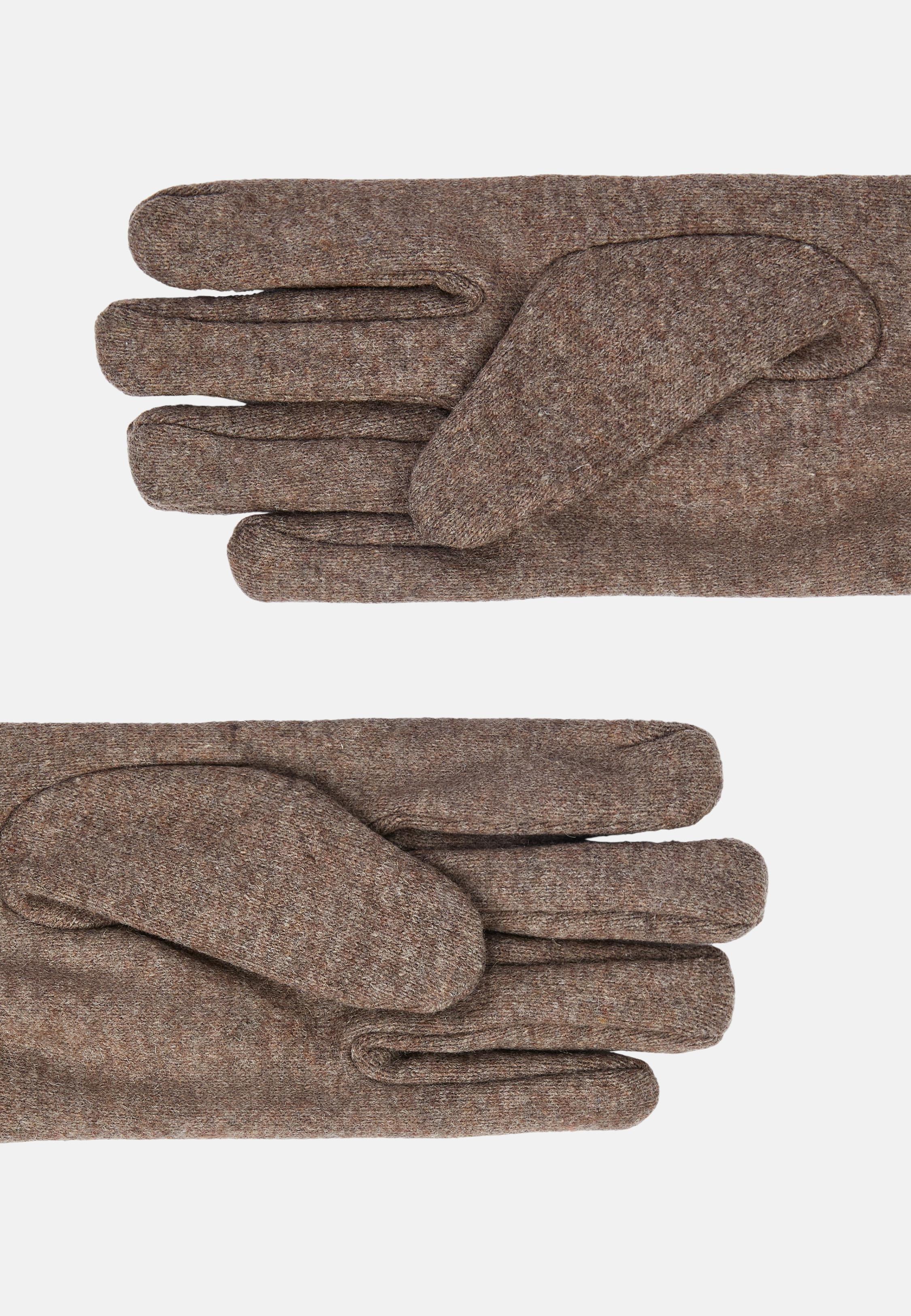 Wool Jersey Gloves Brown, Taupe, medium