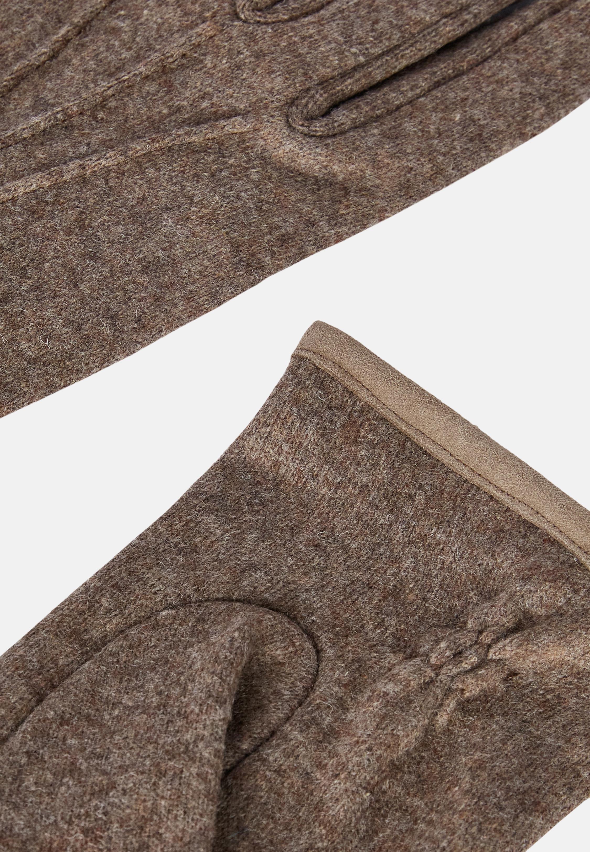 Wool Jersey Gloves Brown, Taupe, large image number 1