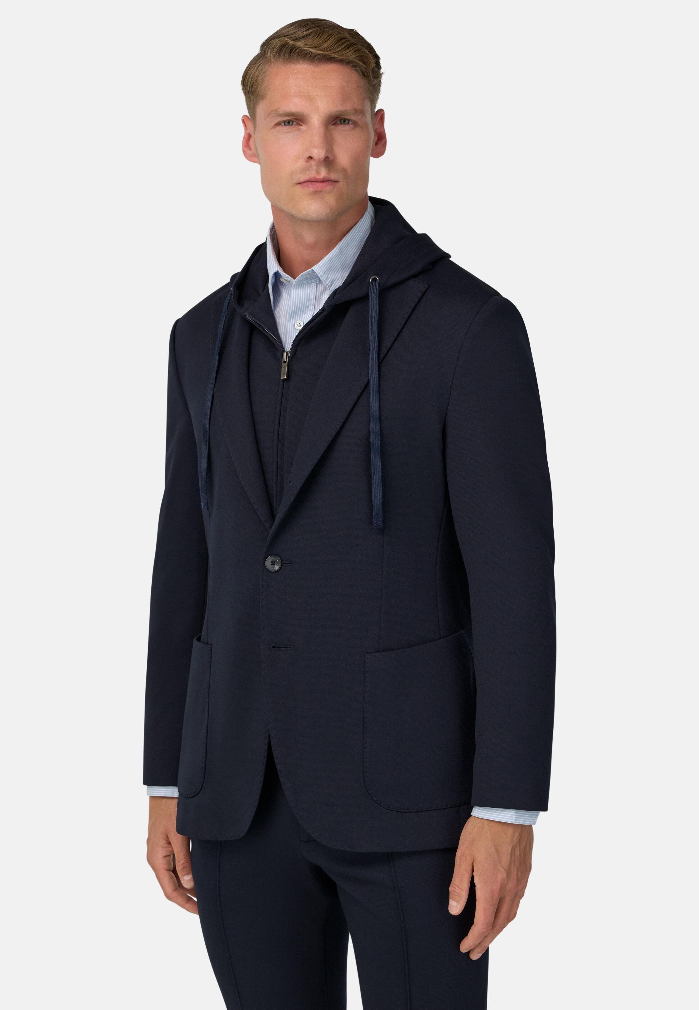 Madison Sweatshirt Jacket in a Stretch Cotton Blend Blue, 3901_NAVY, medium
