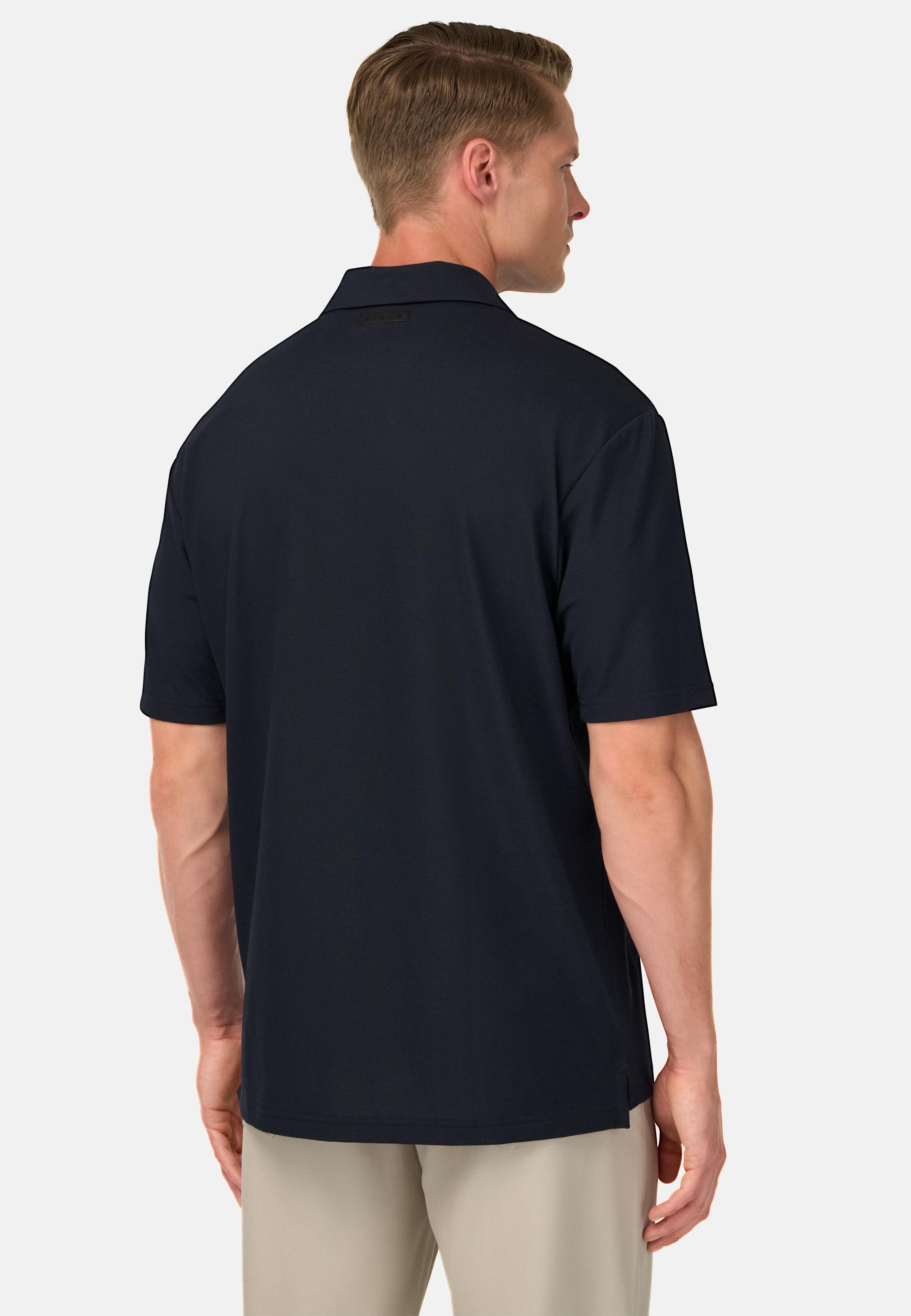 تيشيرت بتقنية Cool Jade بياقة بولو مفتوحة، أزرق, 3901_NAVY, medium