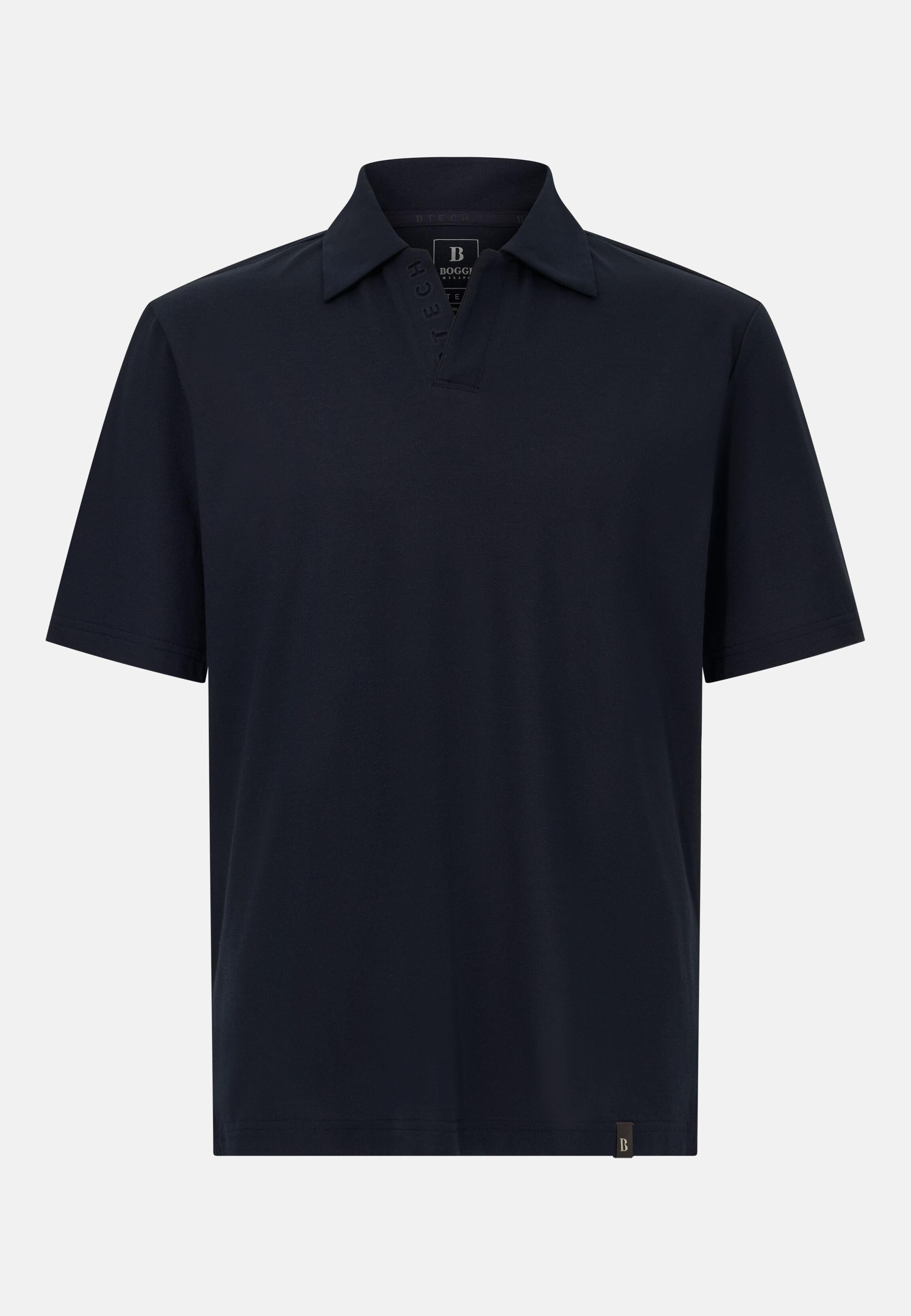 Cool Jade Open Neck Polo Shirt Blue, Navy blue, large image number 3