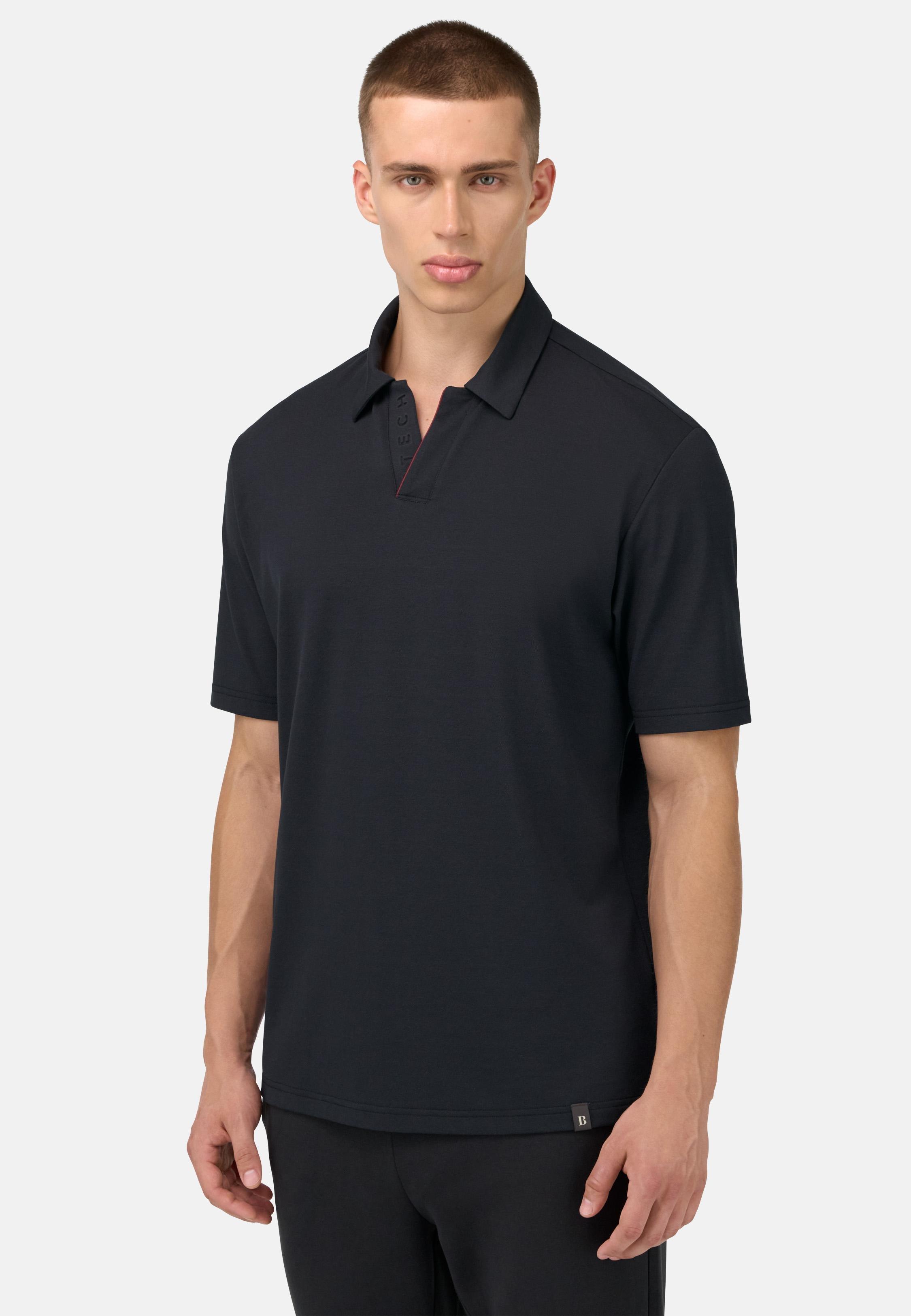 Cool Jade Open Neck Polo Shirt Black, Black, large image number 0