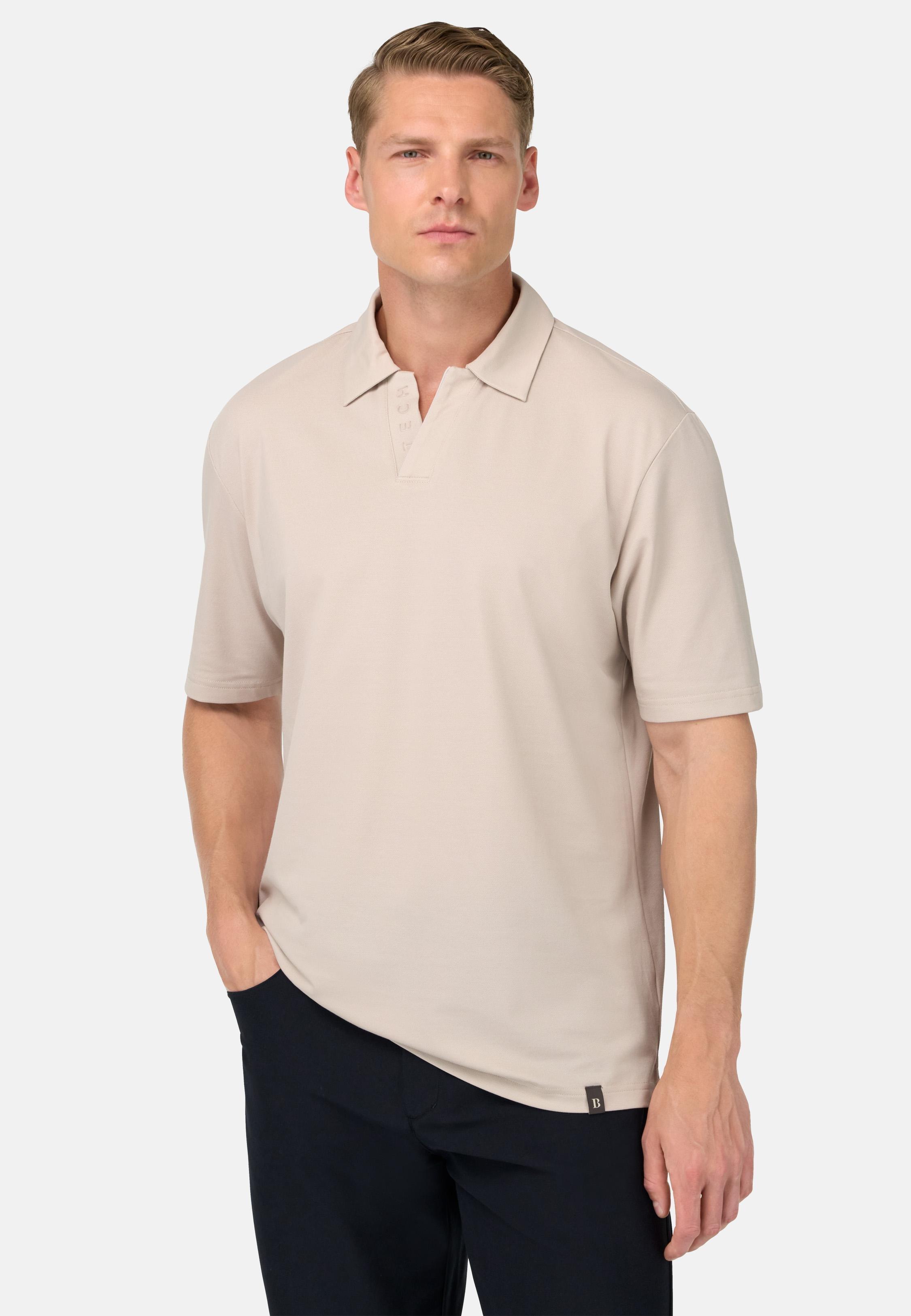 Cool Jade Open Neck Polo Shirt Beige, Sand, medium