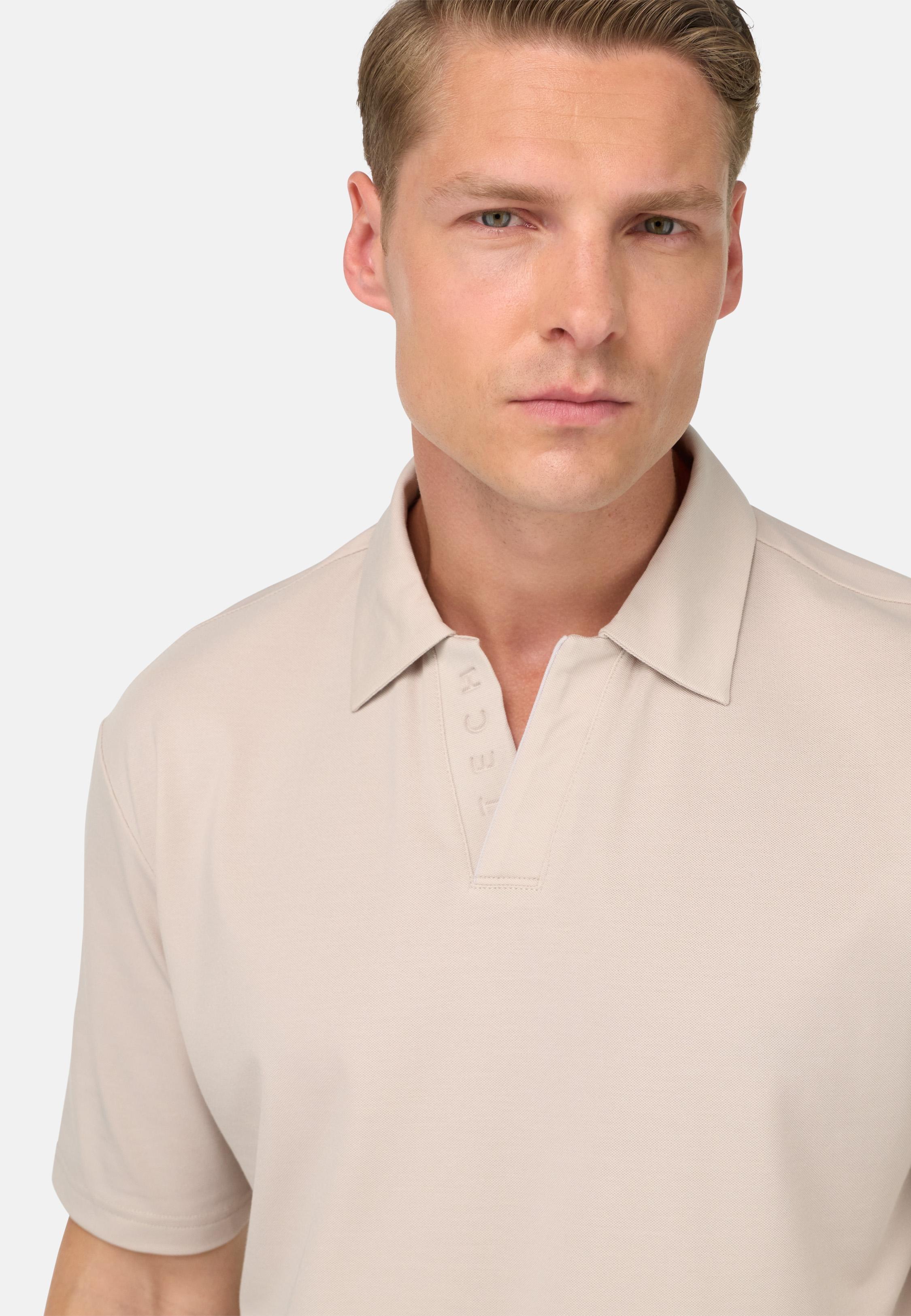 Cool Jade Open Neck Polo Shirt Beige, Sand, medium