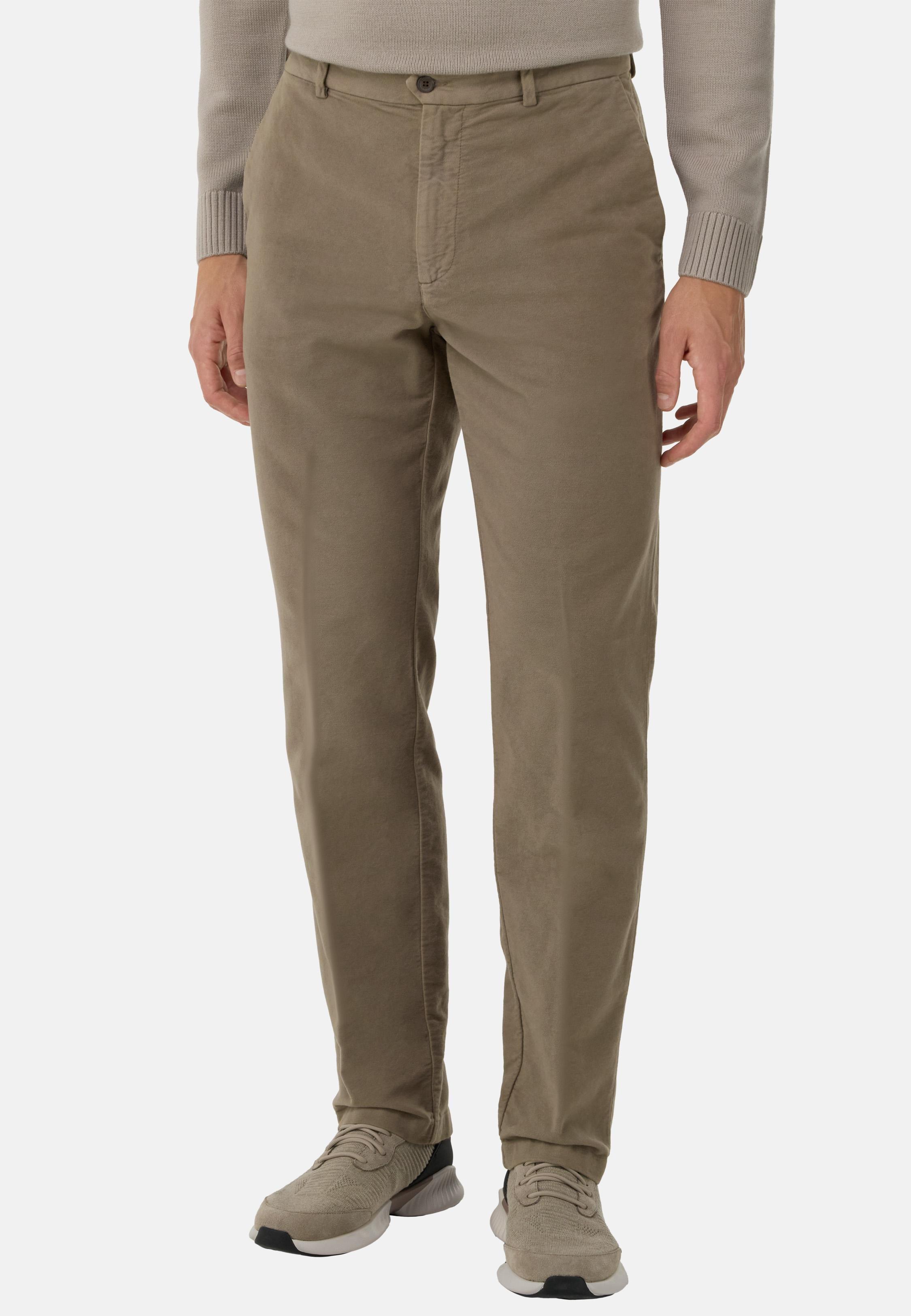 Trousers In Stretch Cotton Moleskin Brown, Mud, medium