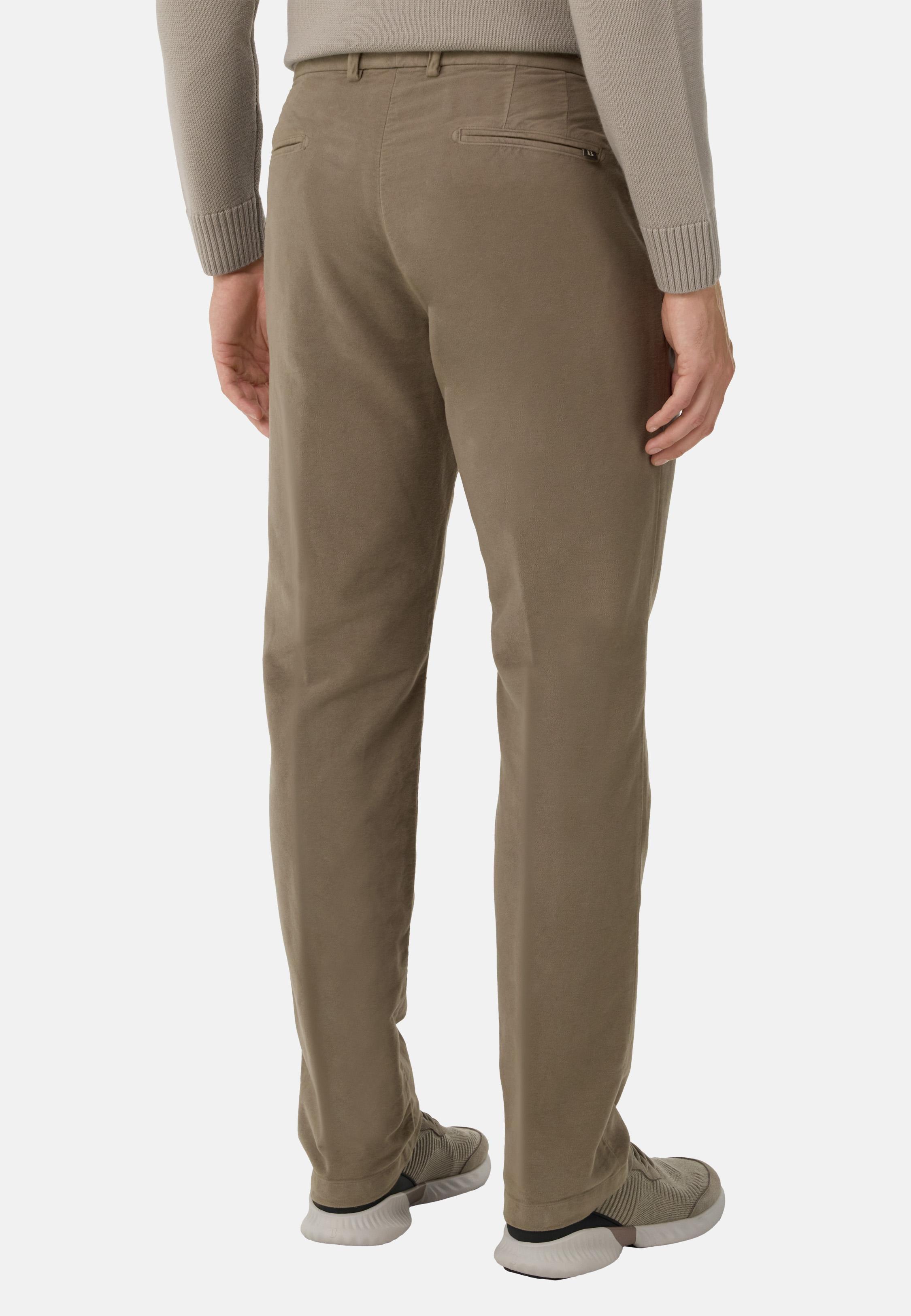 Trousers In Stretch Cotton Moleskin Brown, Mud, medium