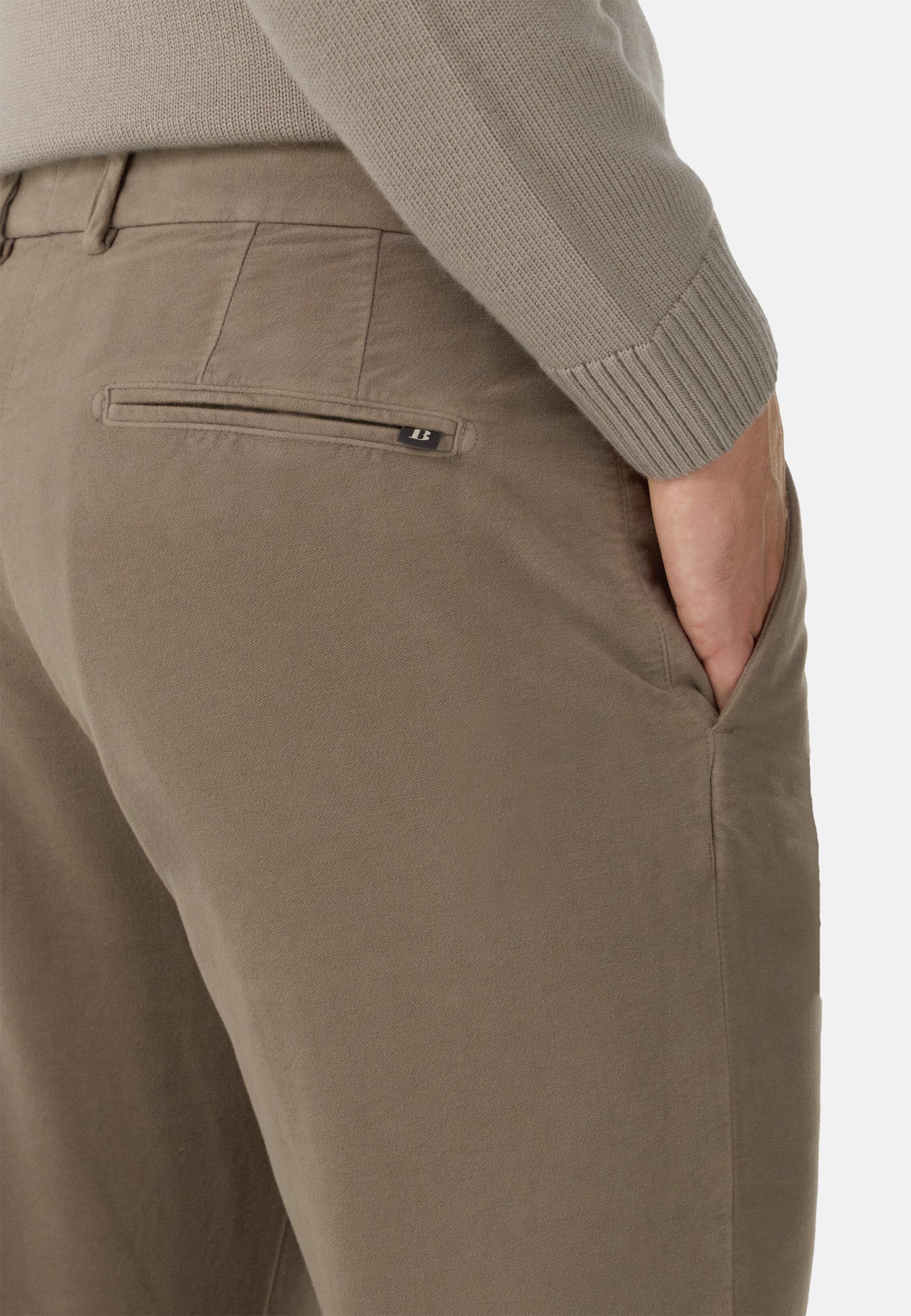 Trousers In Stretch Cotton Moleskin Brown, 3901_MUD, large image number 3