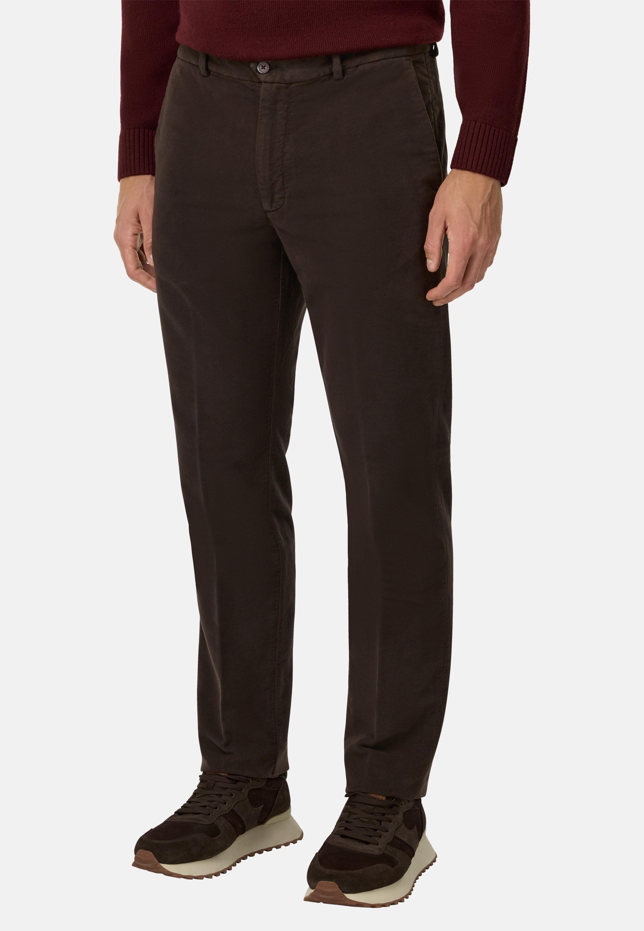 Trousers in Stretch Cotton Moleskin Brown, Brown, large image number 0