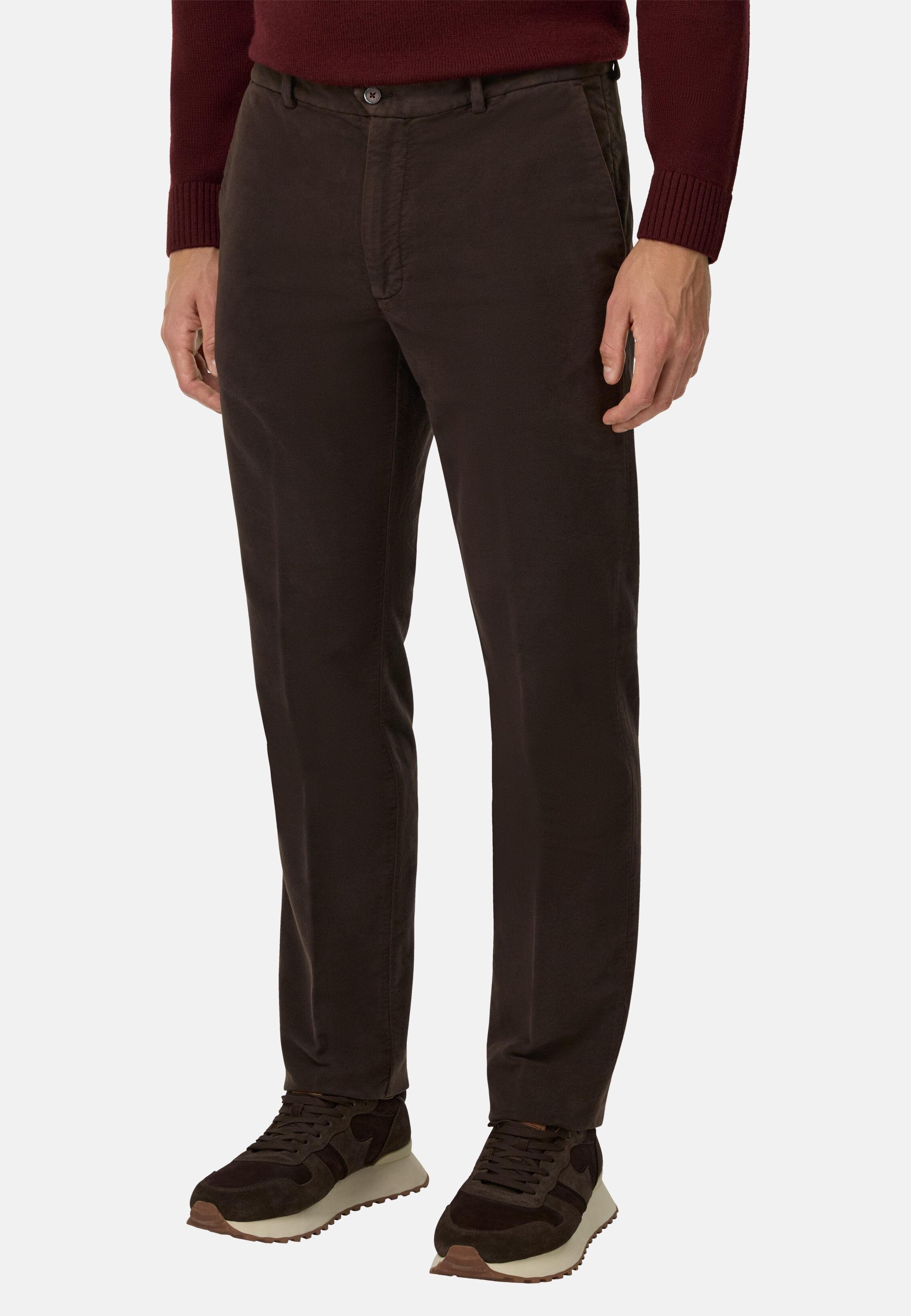 Trousers in Stretch Cotton Moleskin Brown, Brown, medium