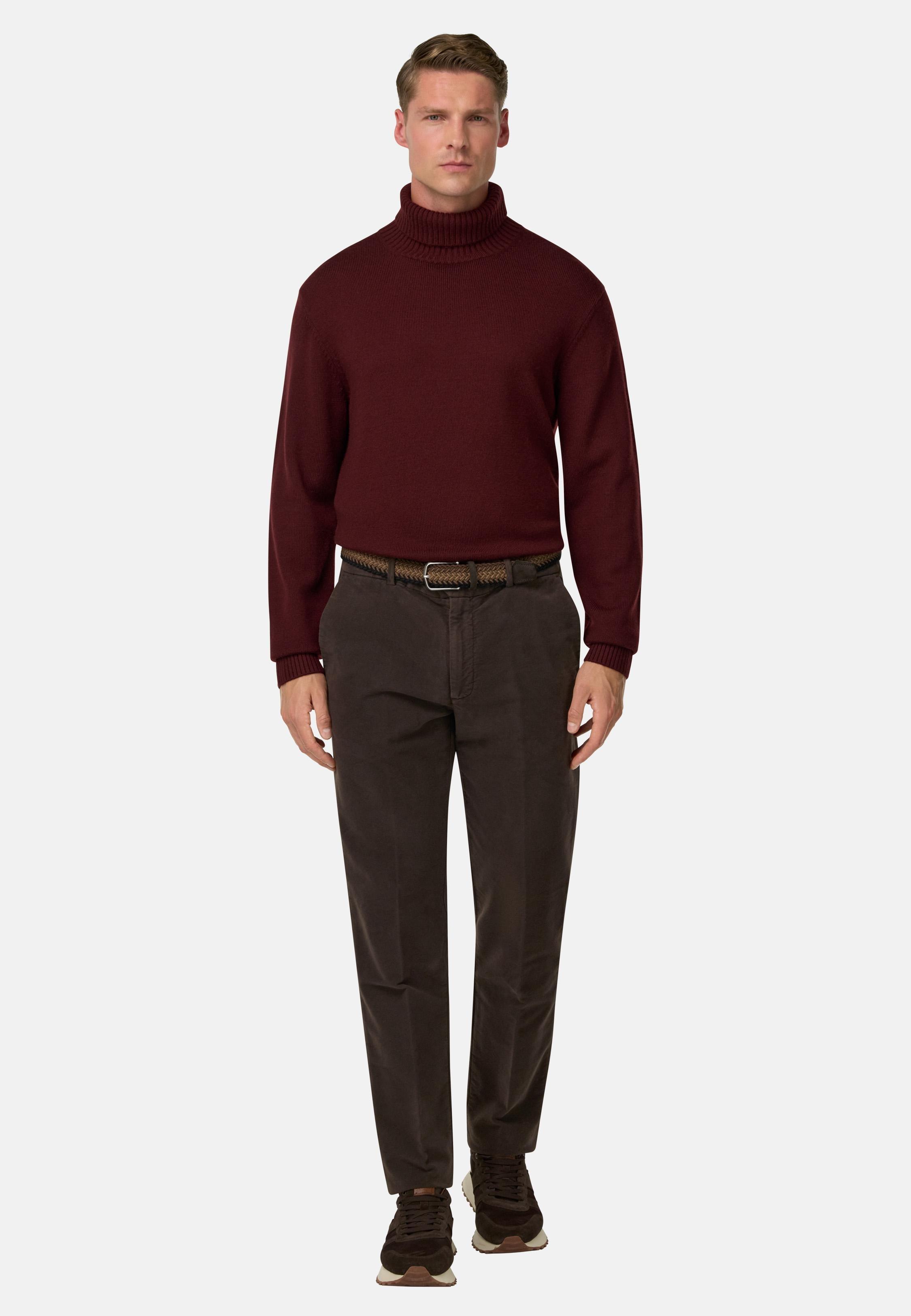 Trousers in Stretch Cotton Moleskin Brown, Brown, large image number 1