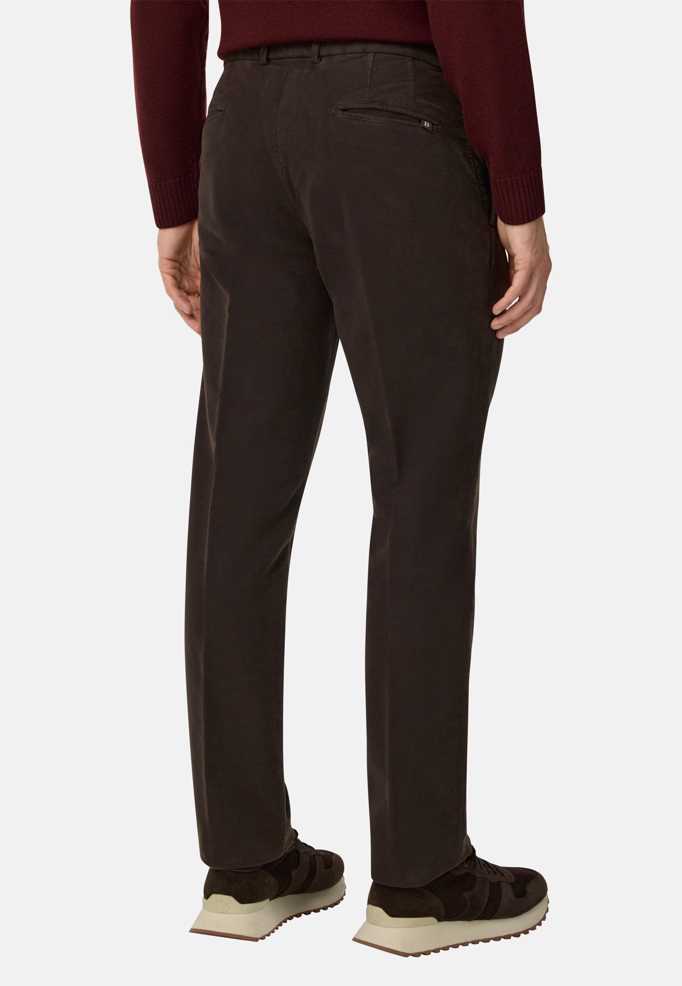 Trousers in Stretch Cotton Moleskin Brown, Brown, medium