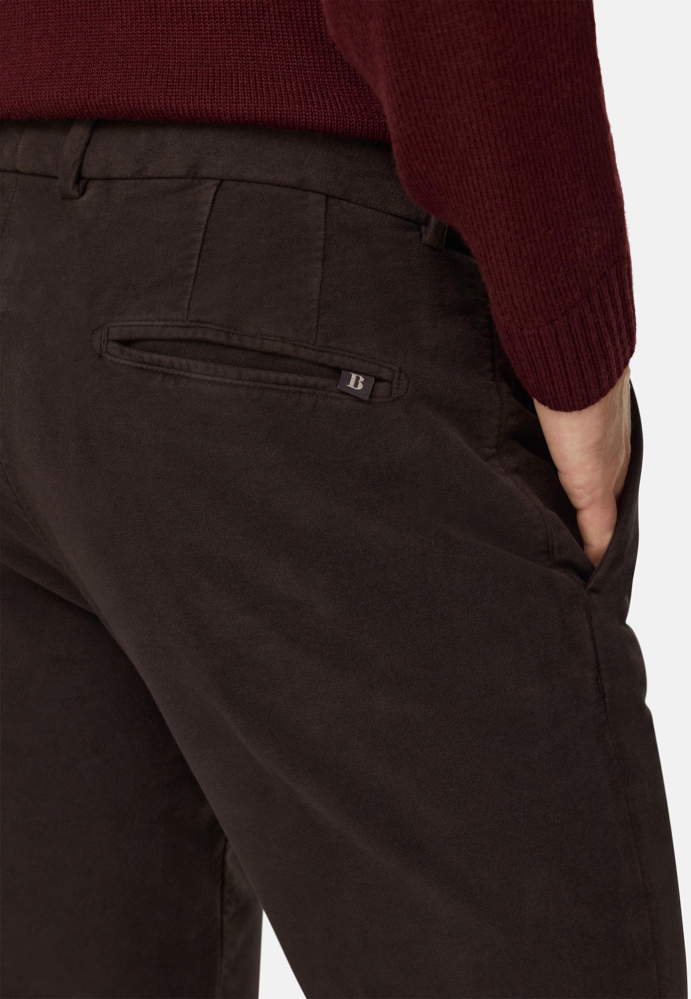 Trousers in Stretch Cotton Moleskin Brown, Brown, large image number 3