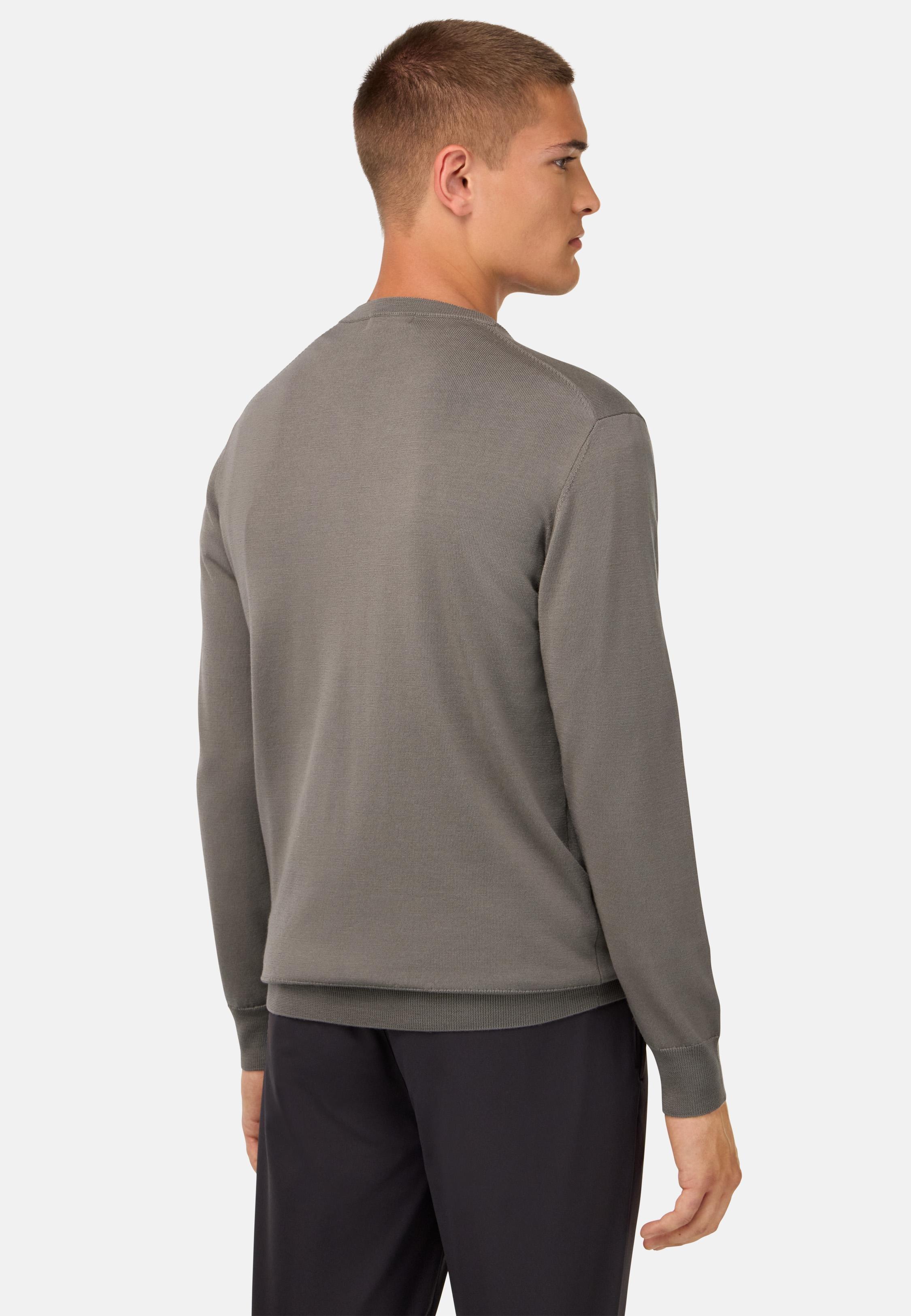 Merino Wool V-Neck Jumper Brown, Taupe, medium