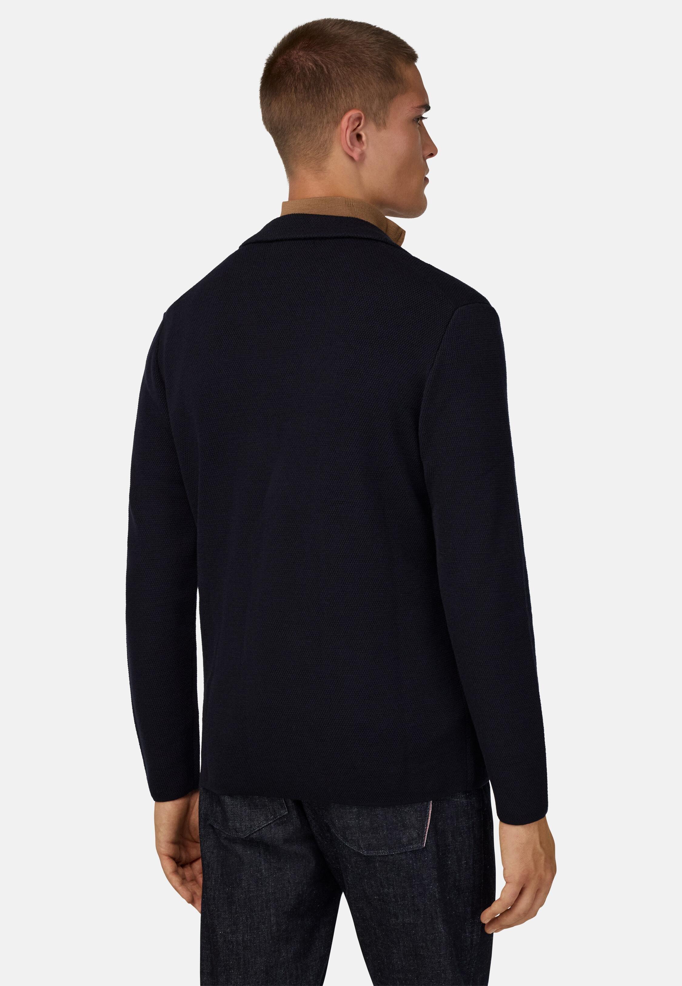 Merino Wool Double-Breasted Jacket Blue, Navy blue, medium