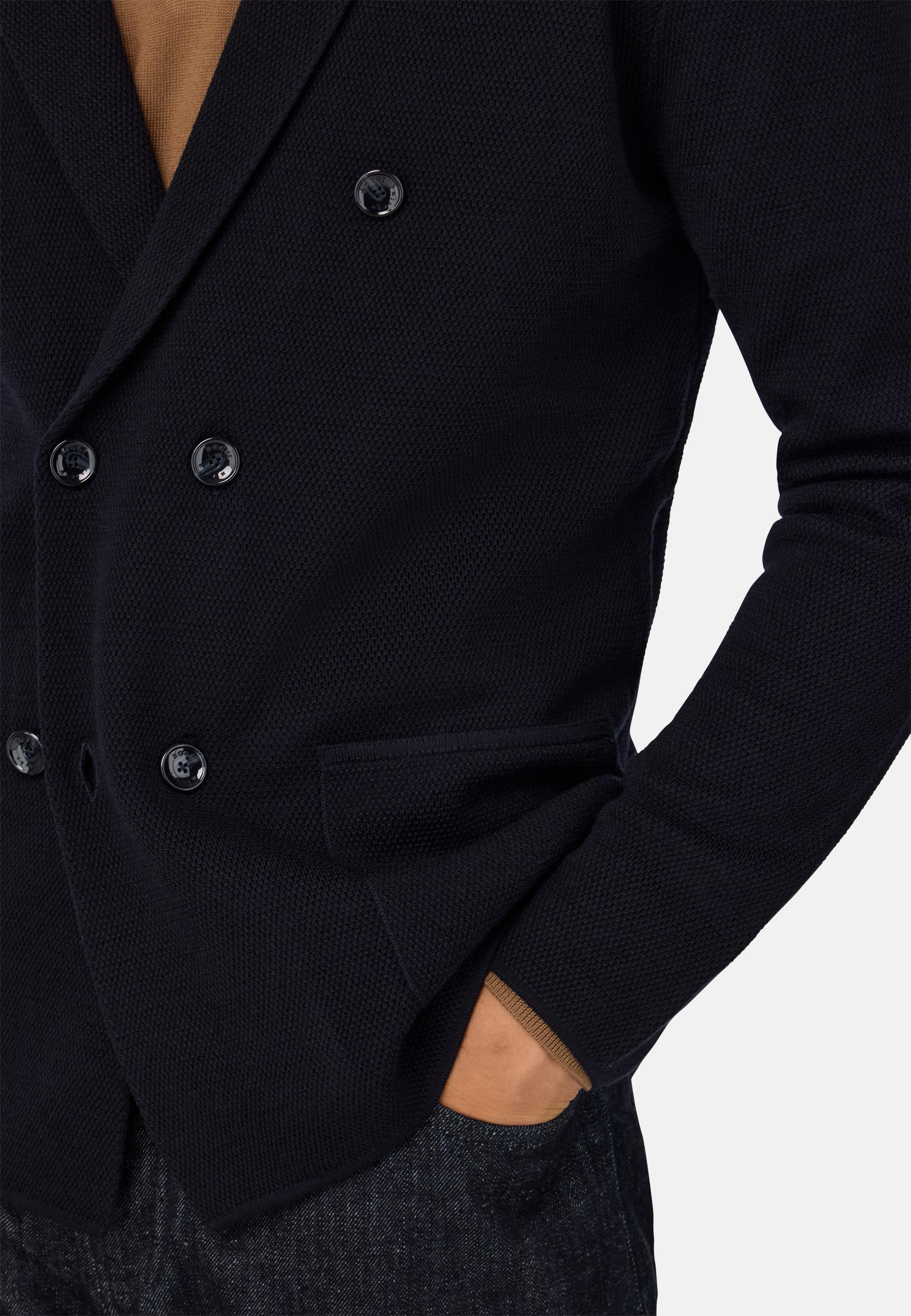 BLUE Merino Wool Double-Breasted Jacket, , large image number 2