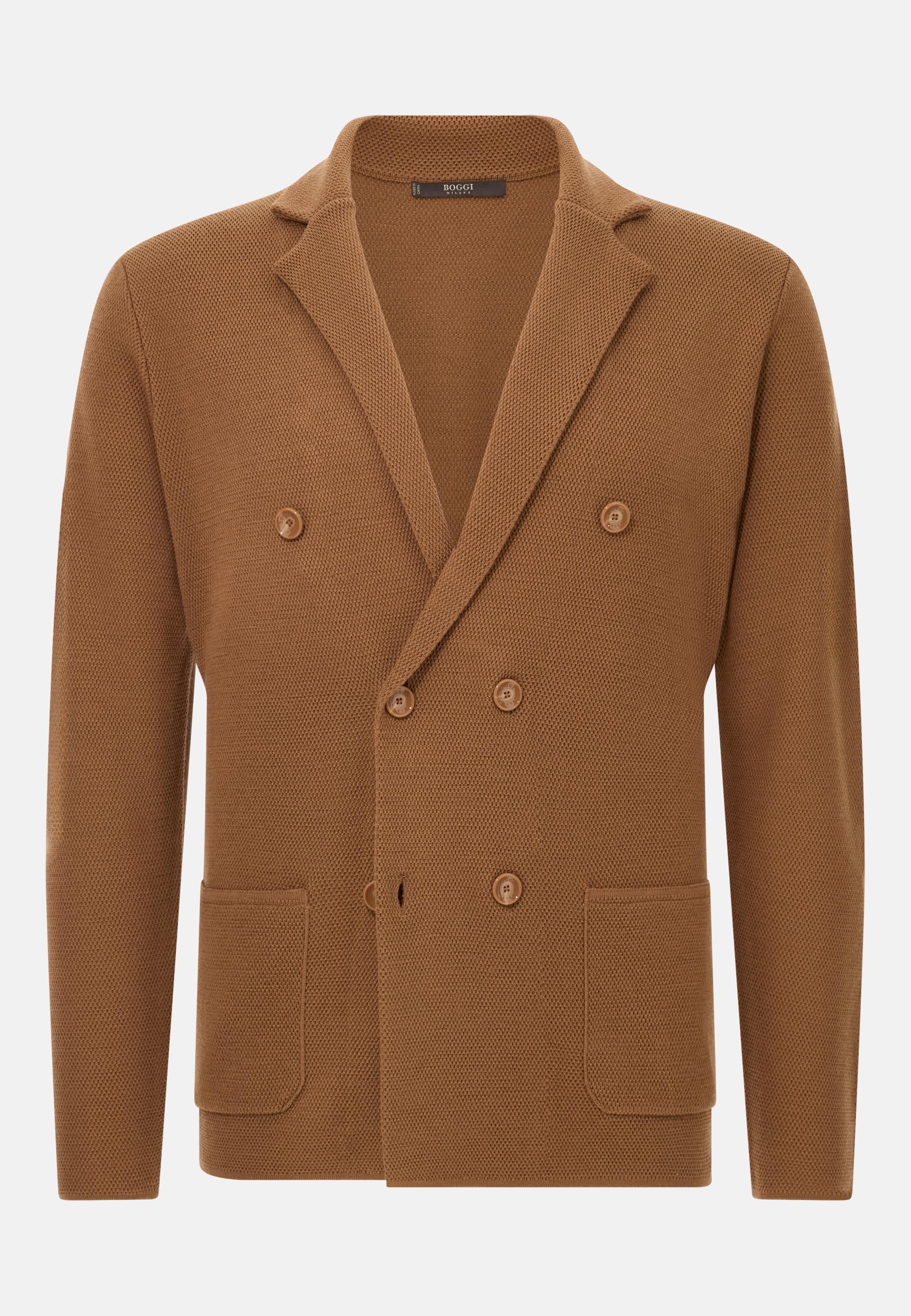 BROWN Merino Wool Double-Breasted Jacket, , large image number 3