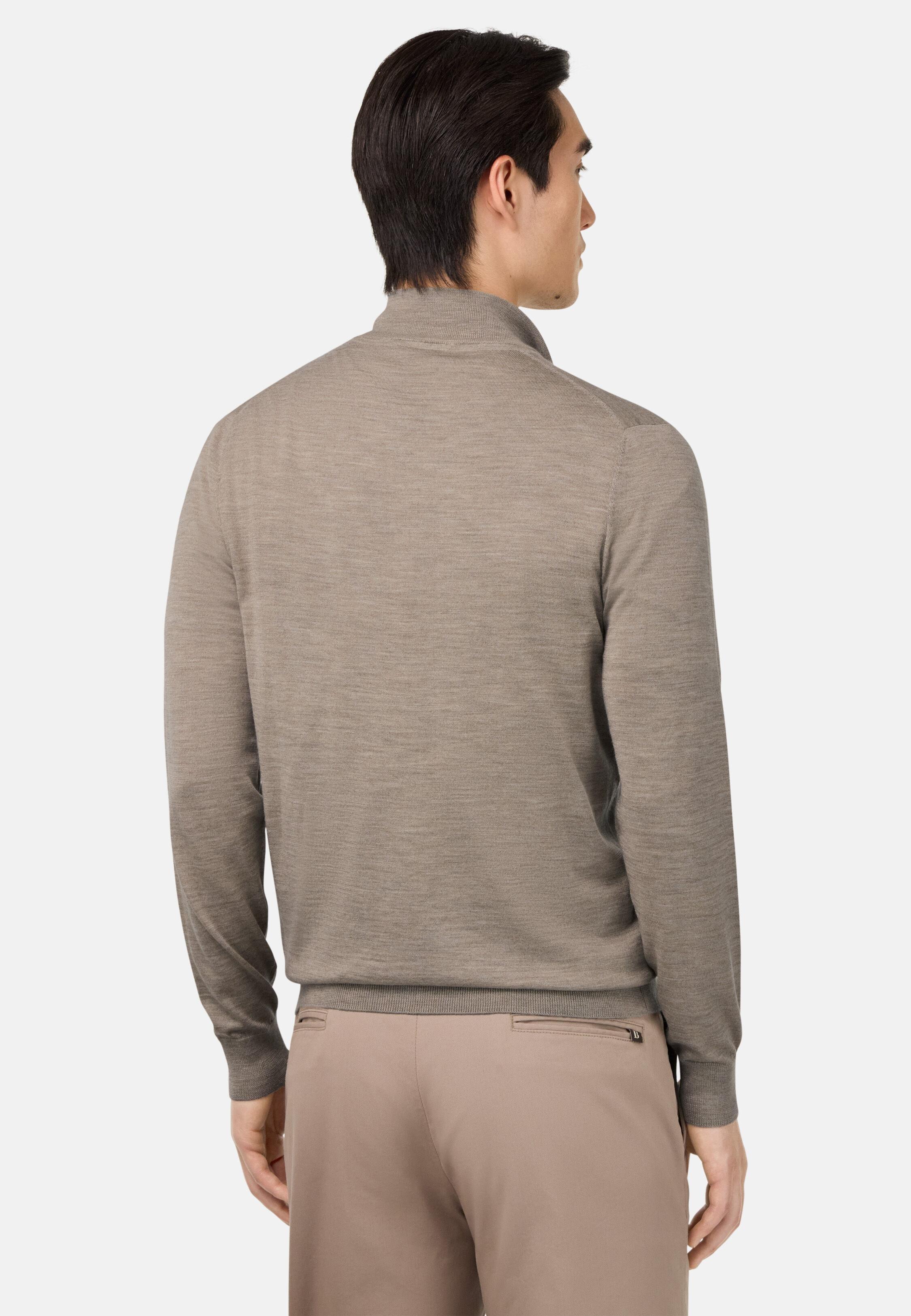 Knitted Cardigan In Wool, Silk And Cashmere Brown, Taupe, medium