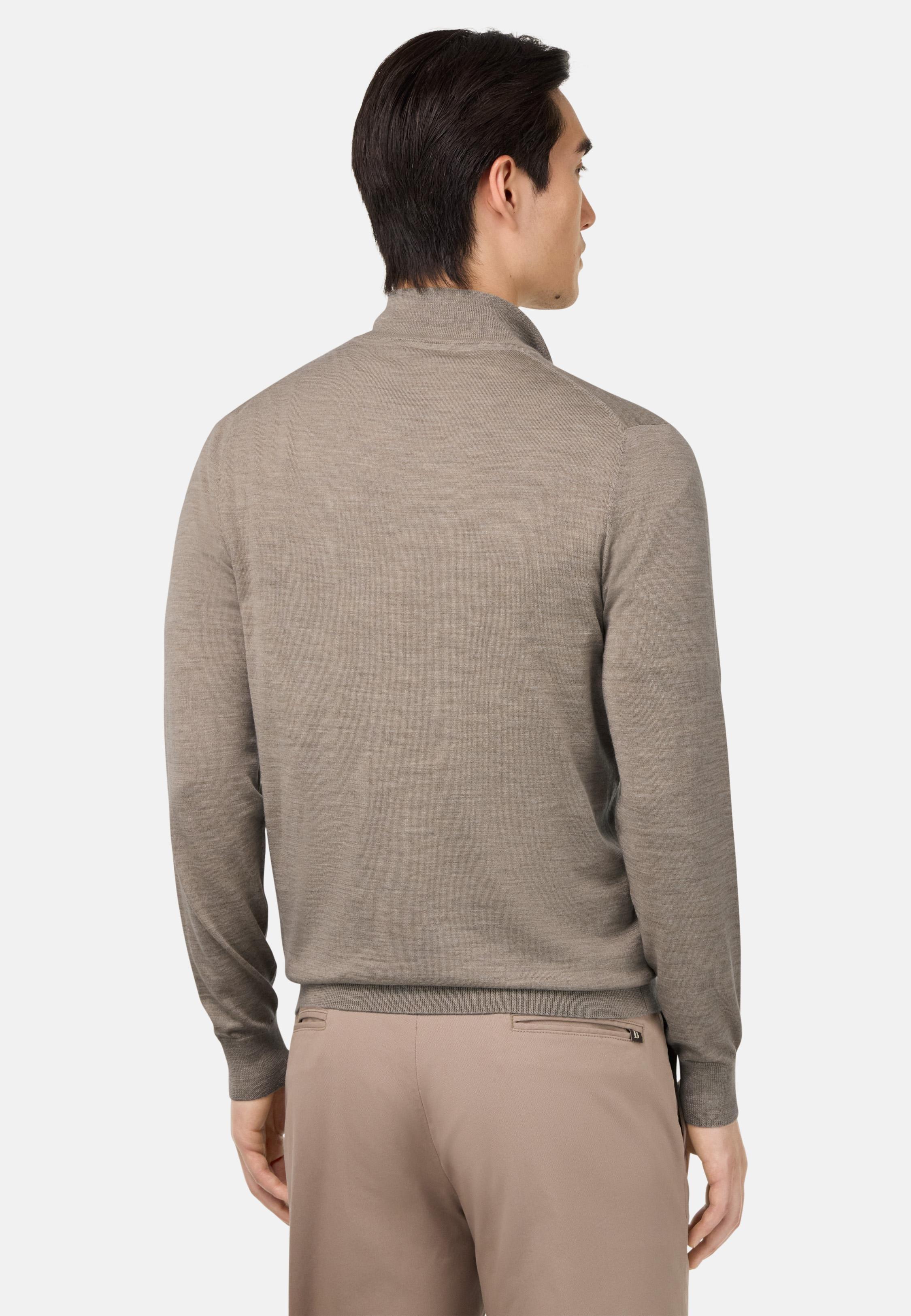 Knitted Cardigan In Wool, Silk And Cashmere Brown, Taupe, medium