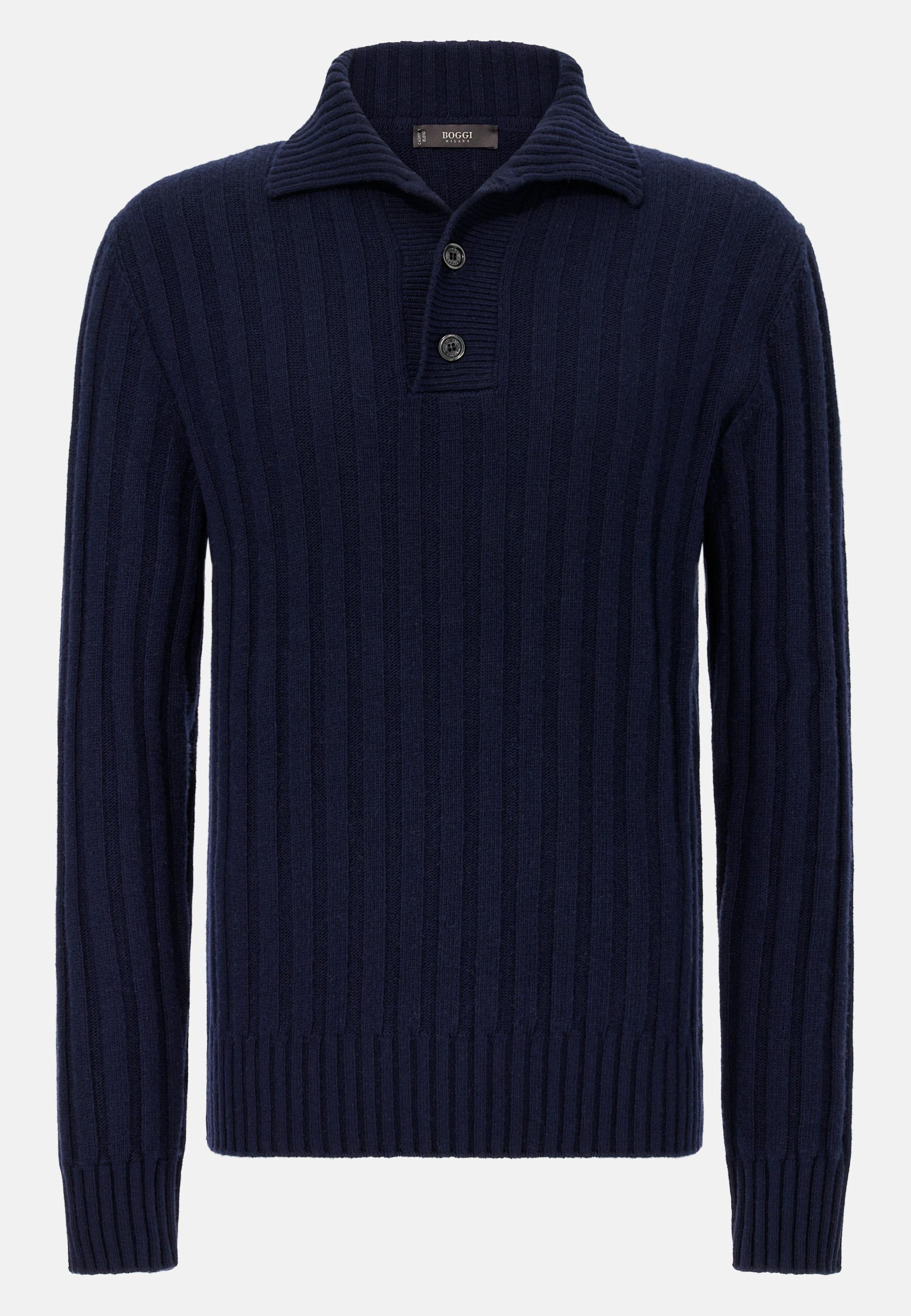 Polo Neck Jumper In A Cashmere Blend Blue, Navy blue, large image number 3