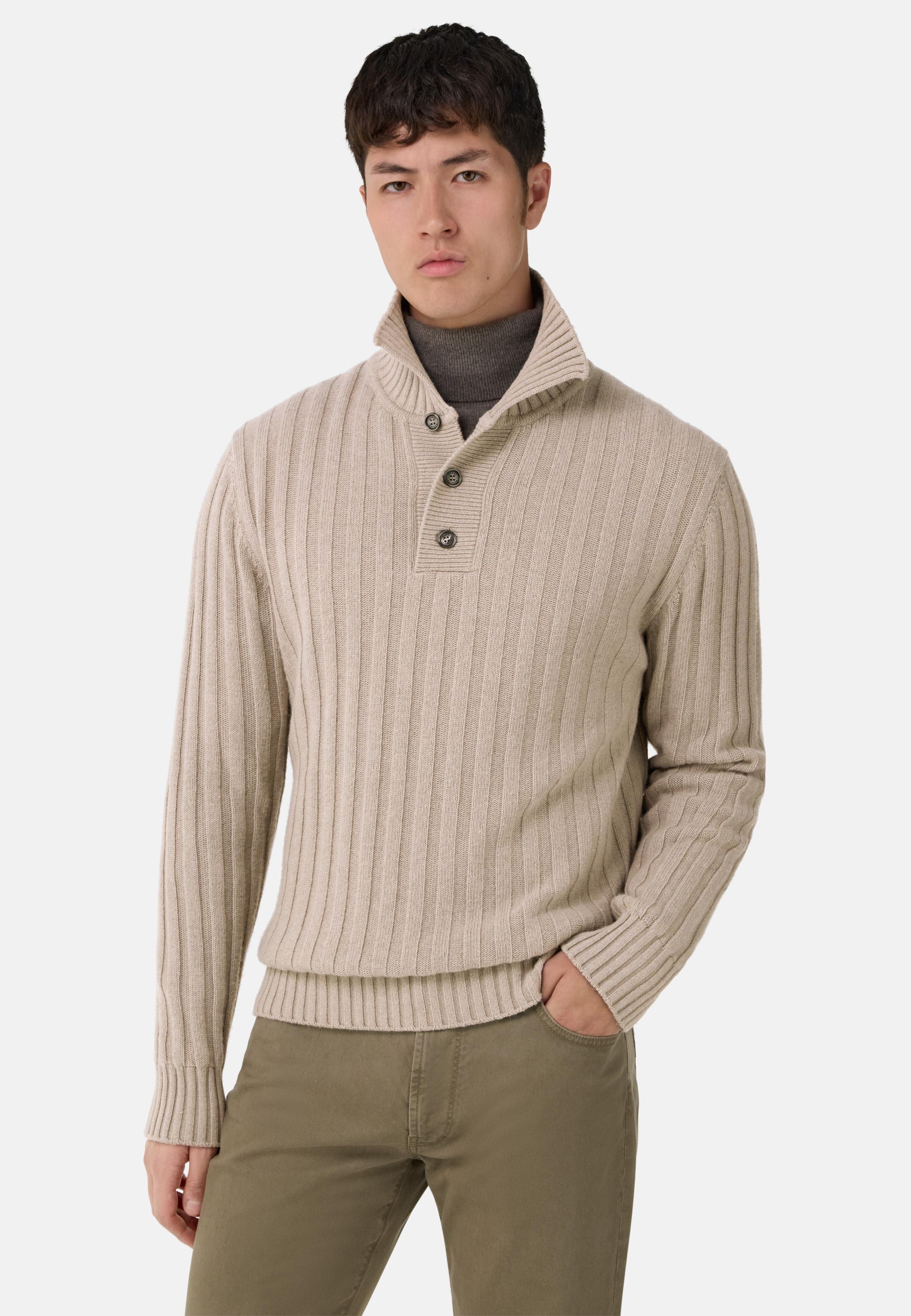 Polo Neck Jumper In A Cashmere Blend Brown, Taupe, large image number 0