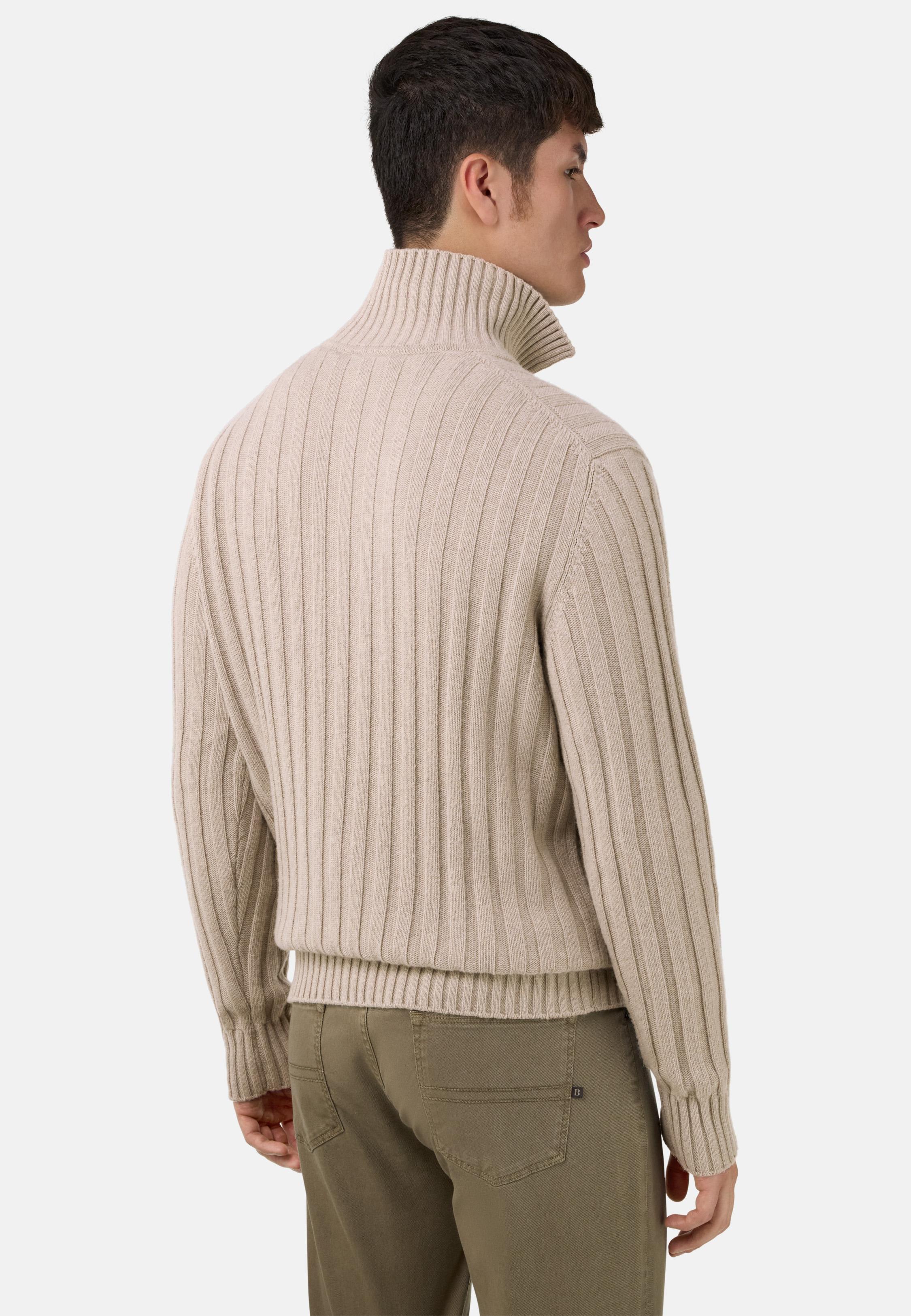 Polo Neck Jumper In A Cashmere Blend Brown, Taupe, large image number 1
