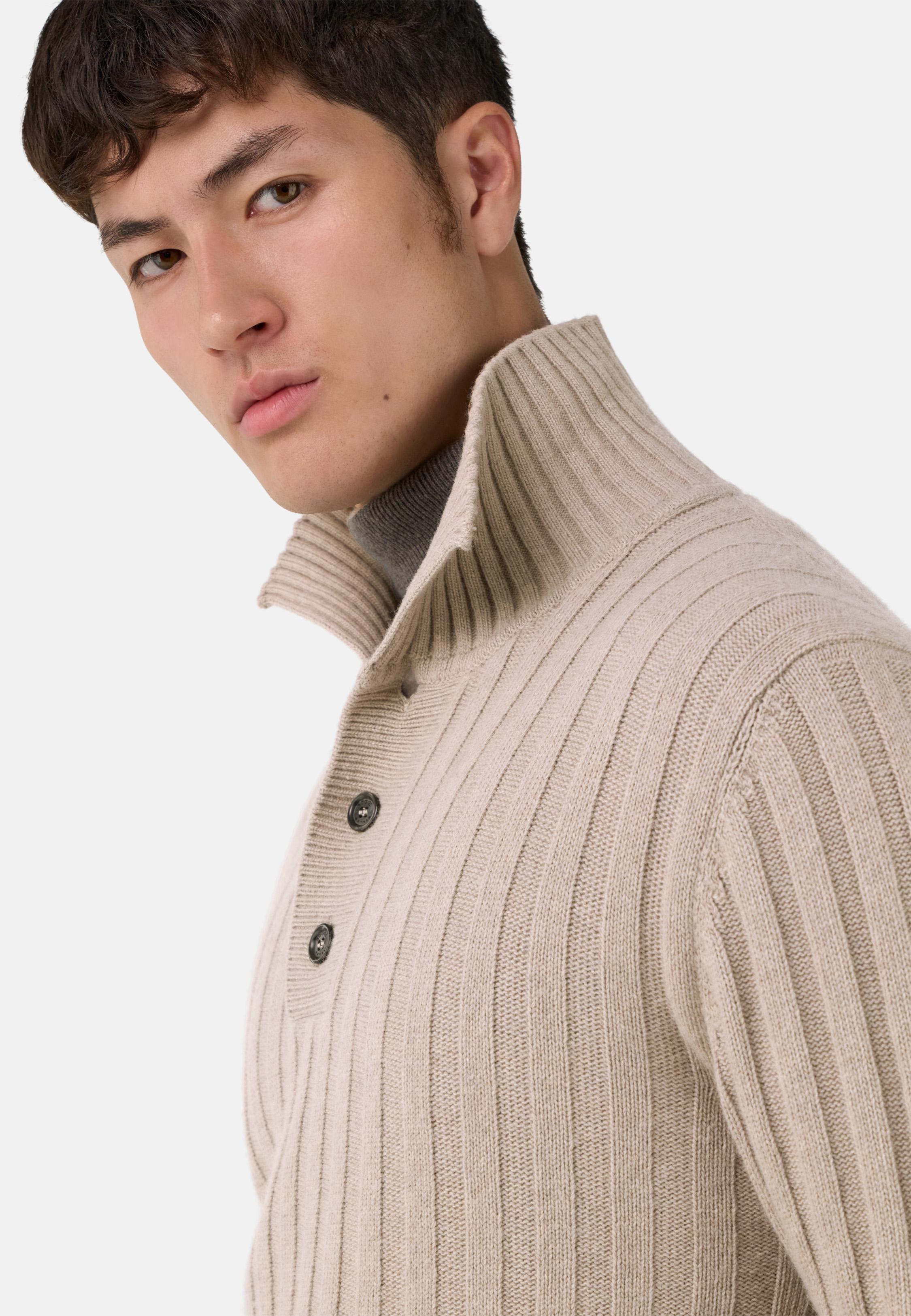 Polo Neck Jumper In A Cashmere Blend Brown, Taupe, large image number 2