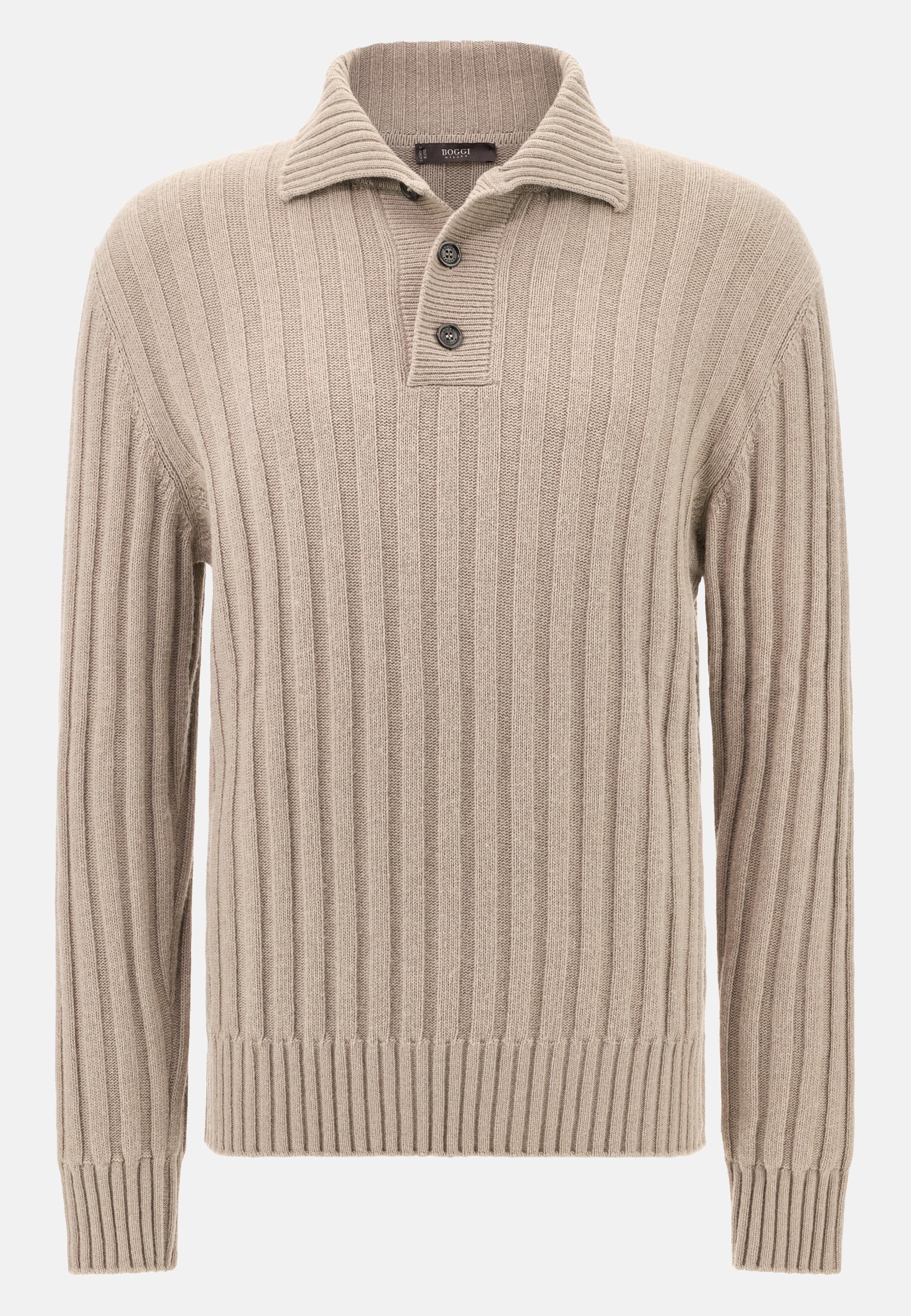 Polo Neck Jumper In A Cashmere Blend Brown, Taupe, large image number 3