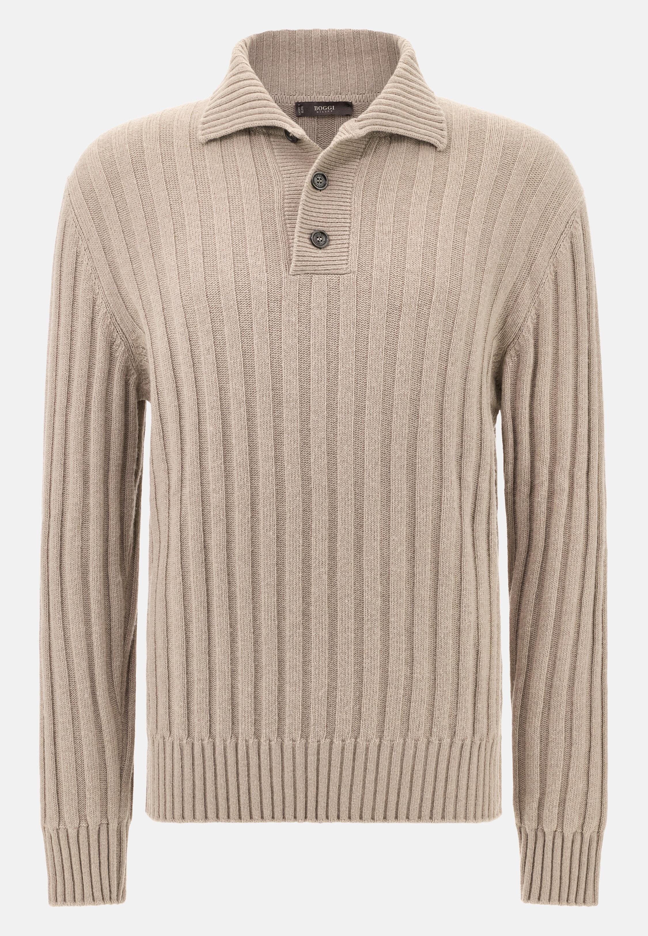 Polo Neck Jumper In A Cashmere Blend Brown, Taupe, large image number 3