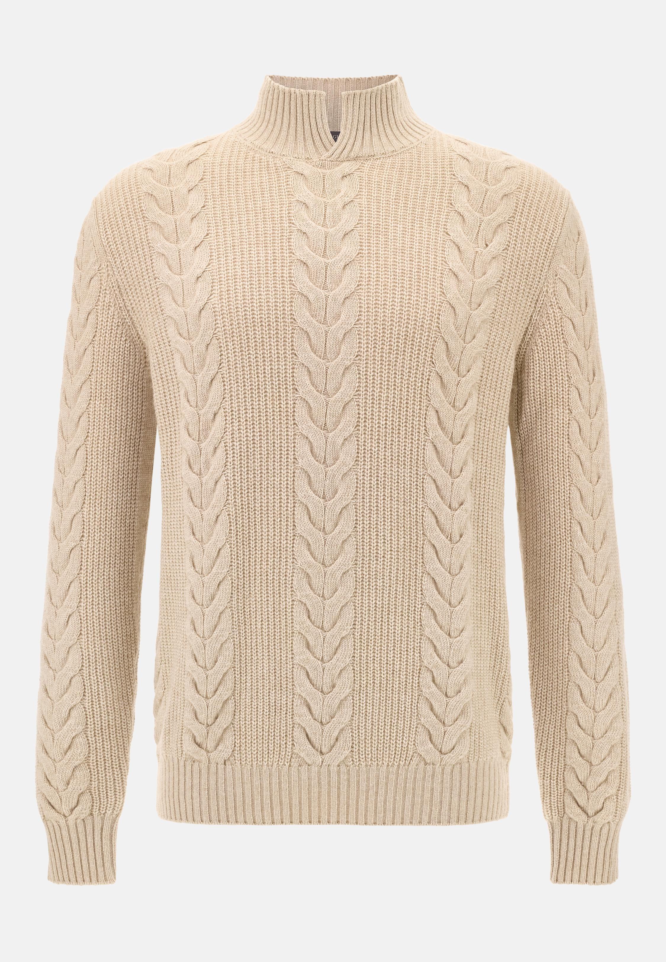 Mock Polo Neck Jumper In A Cashmere Blend Blue, Sand, large image number 3