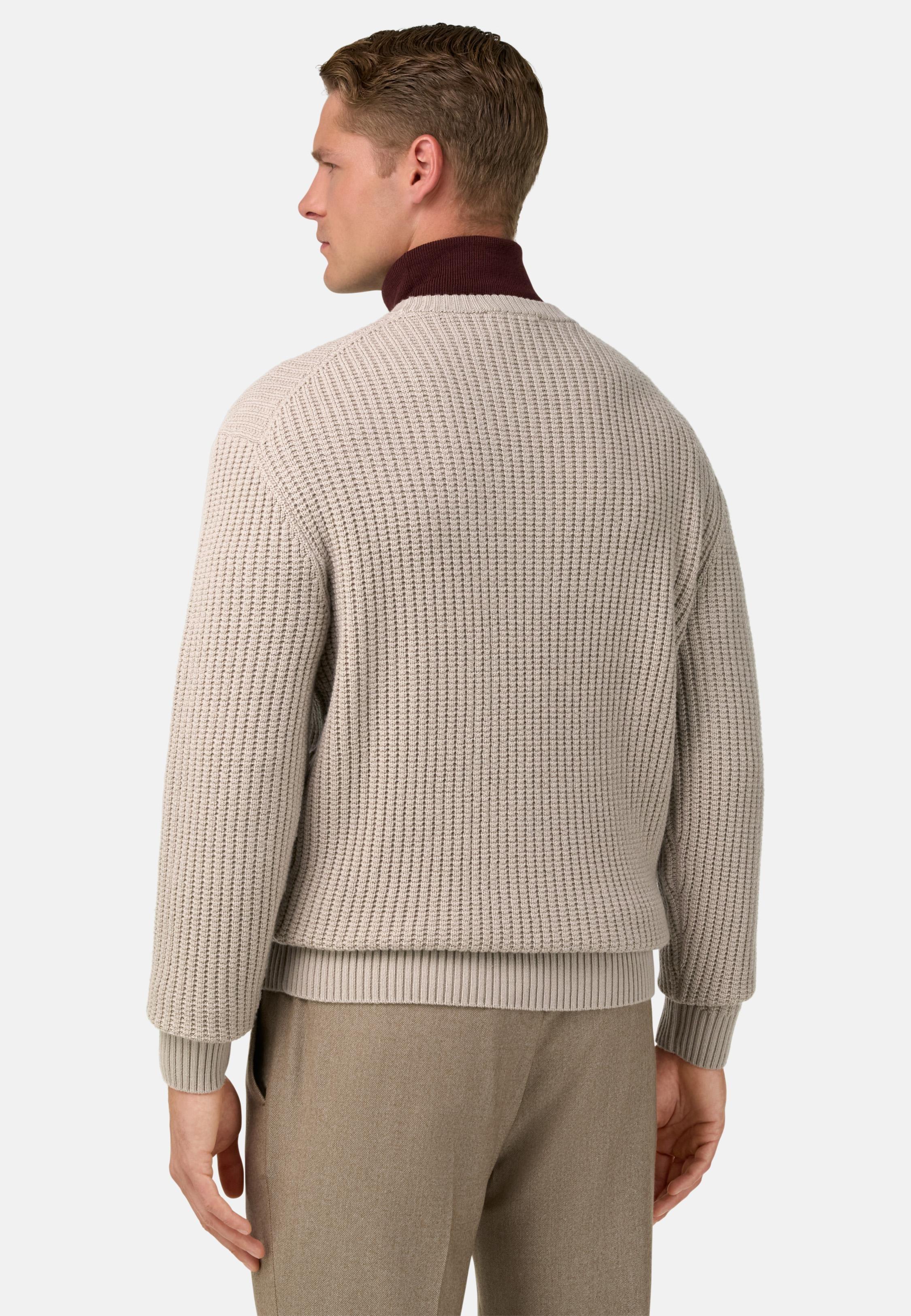 Merino Wool Crew Neck Jumper Beige, Sand, large image number 1
