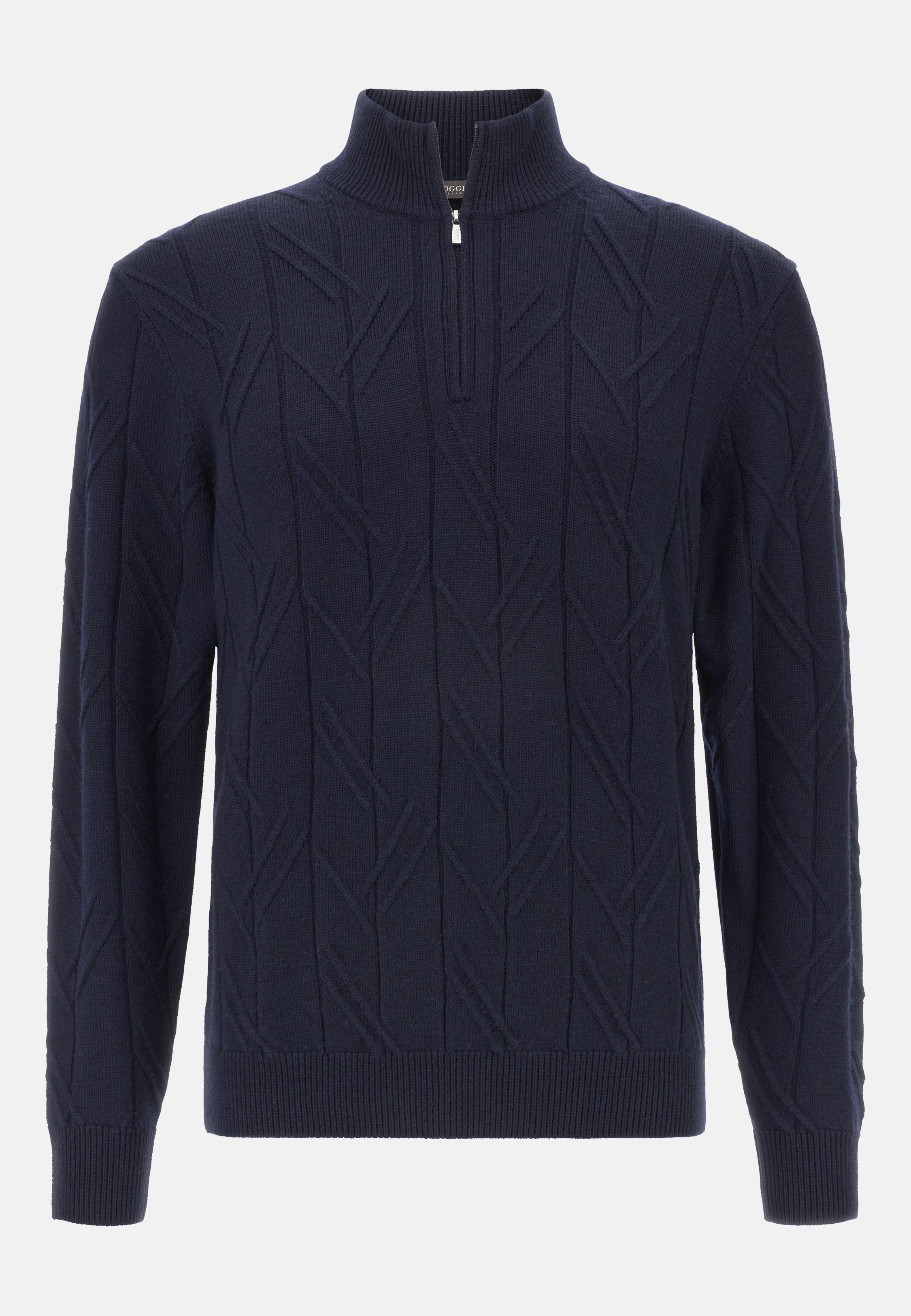 Merino Wool Half Zip Jumper Blue, Navy blue, large image number 3