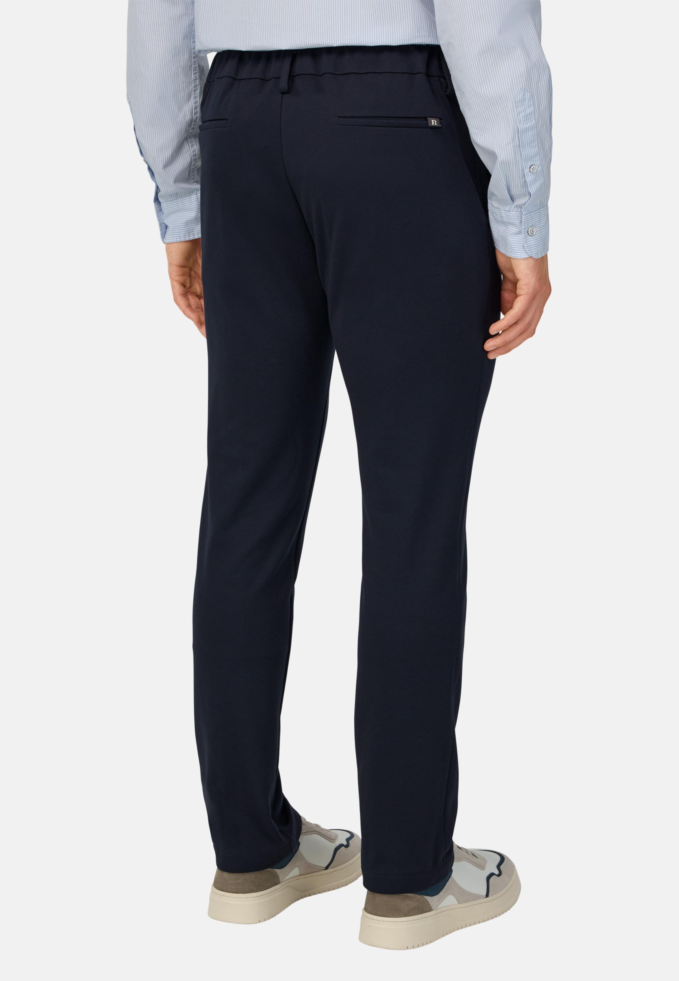 Cotton Blend Jersey Trousers Blue, Navy blue, medium