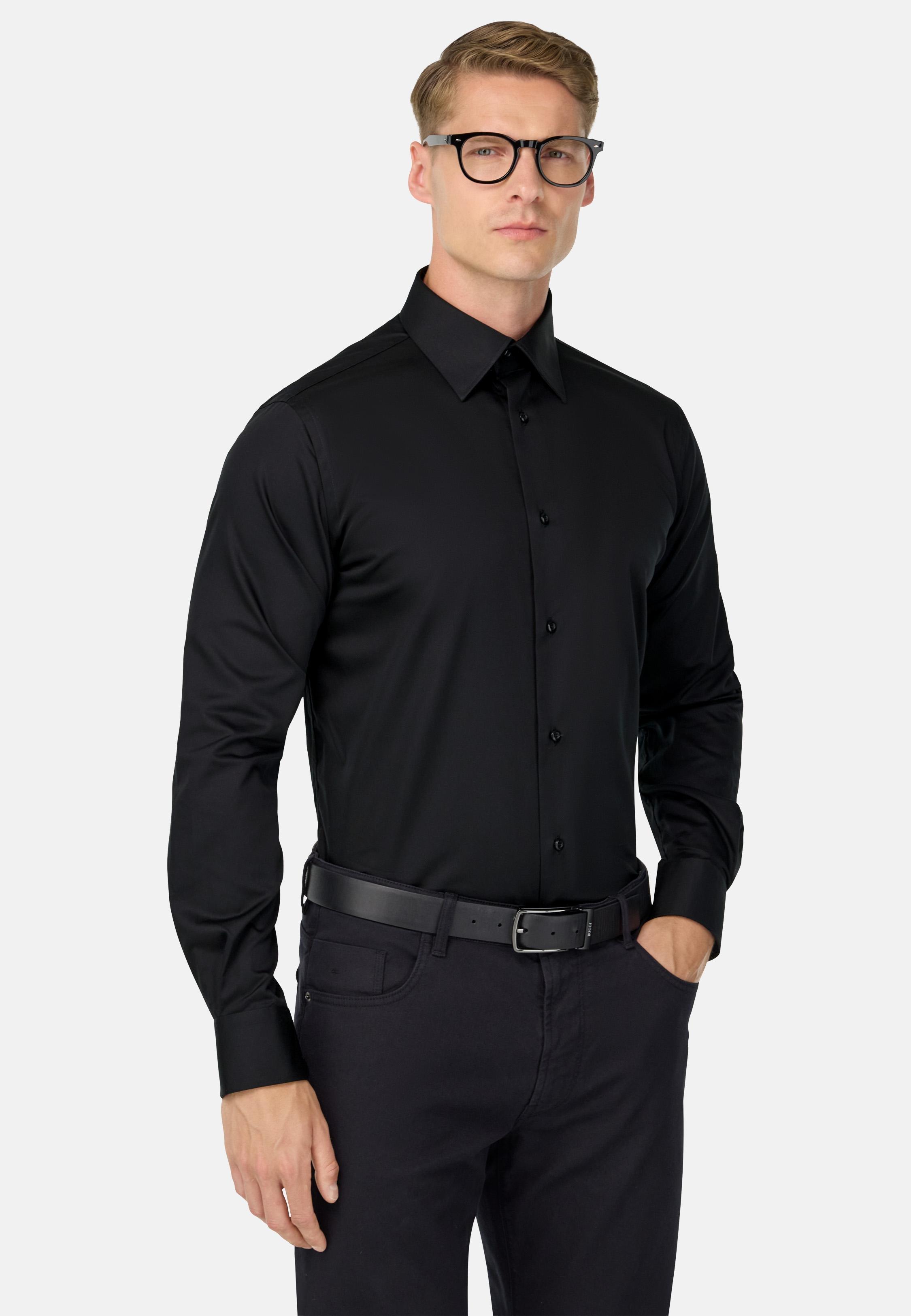 Regular Fit Cotton Satin Shirt Black, , large image number 0
