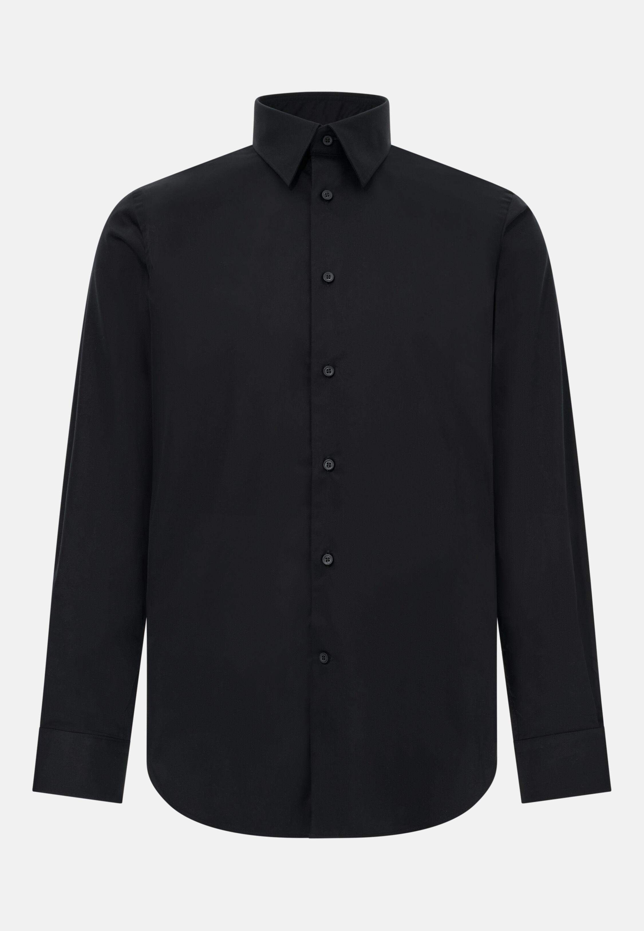 Regular Fit Cotton Satin Shirt Black, Black, large image number 5