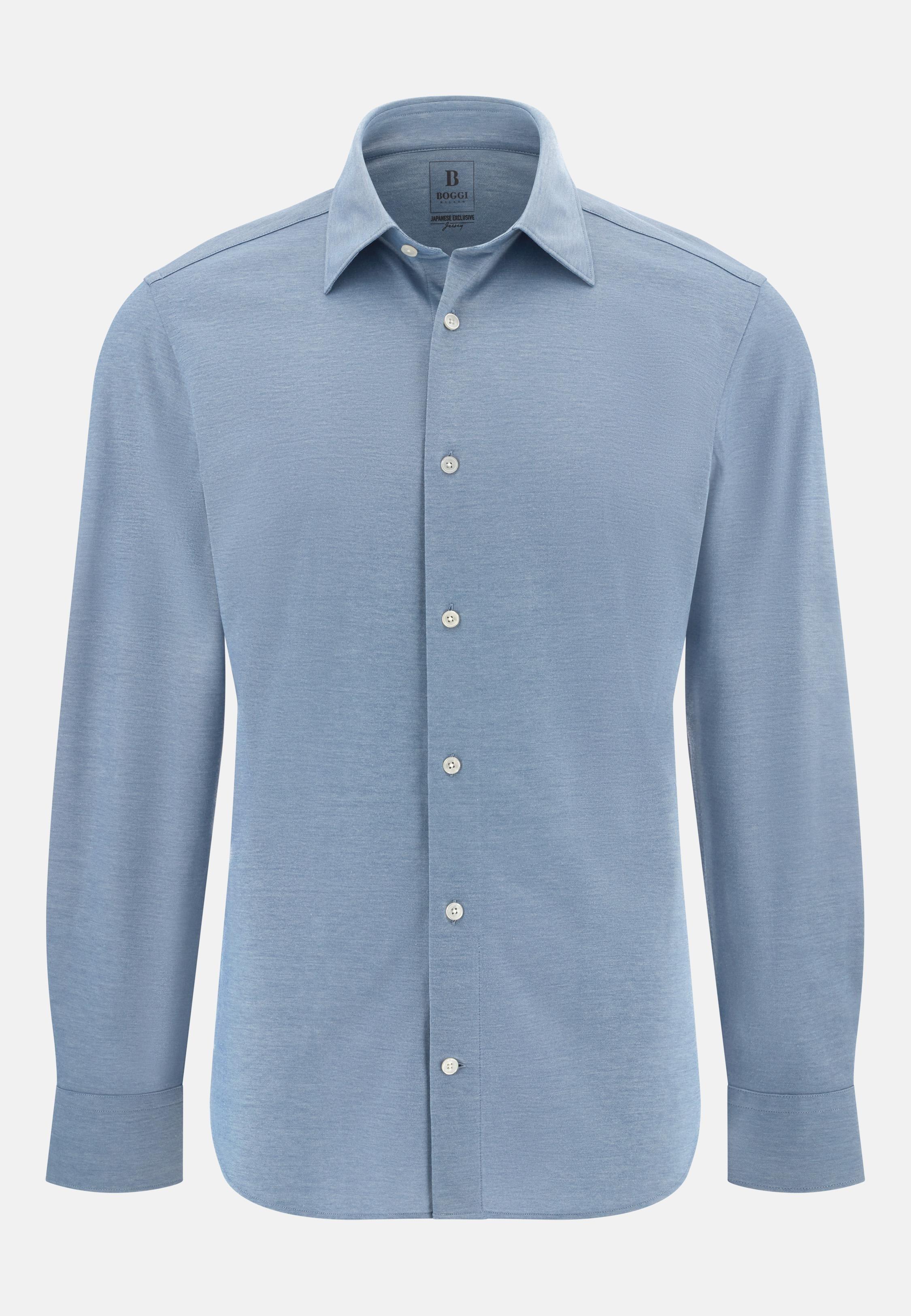 Regular Fit Japanese Jersey Polo Shirt Blue, Light Indigo, large image number 4