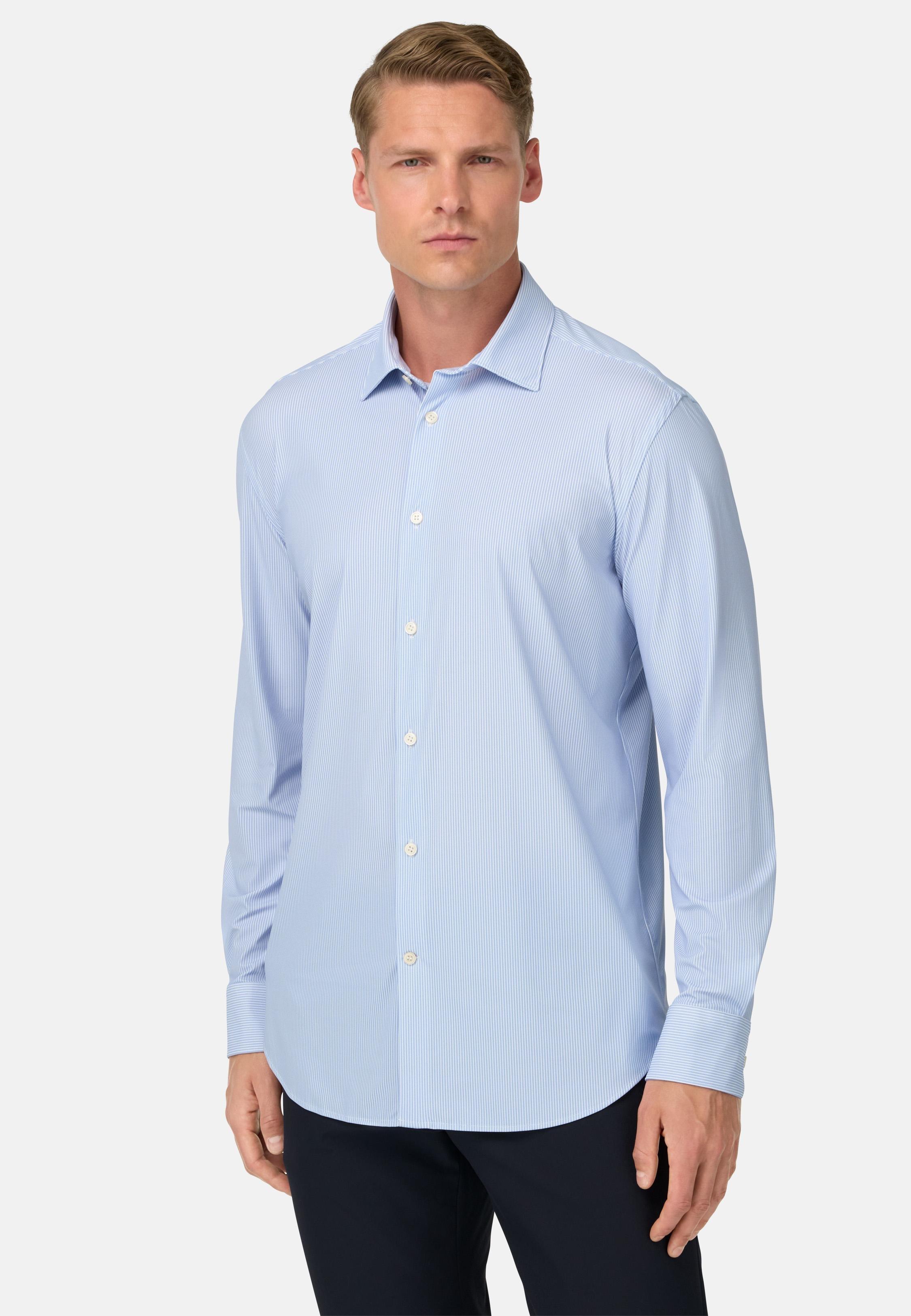 BLUE Slim Fit Stretch Nylon Shirt, , large image number 0