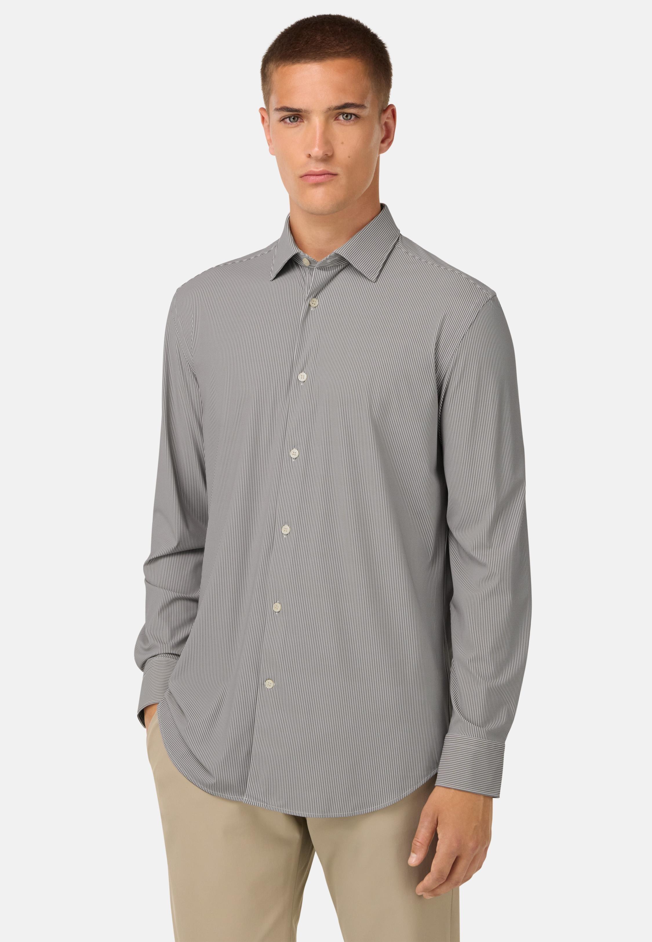 Slim Fit Stretch Nylon Shirt Brown, Brown, large image number 0