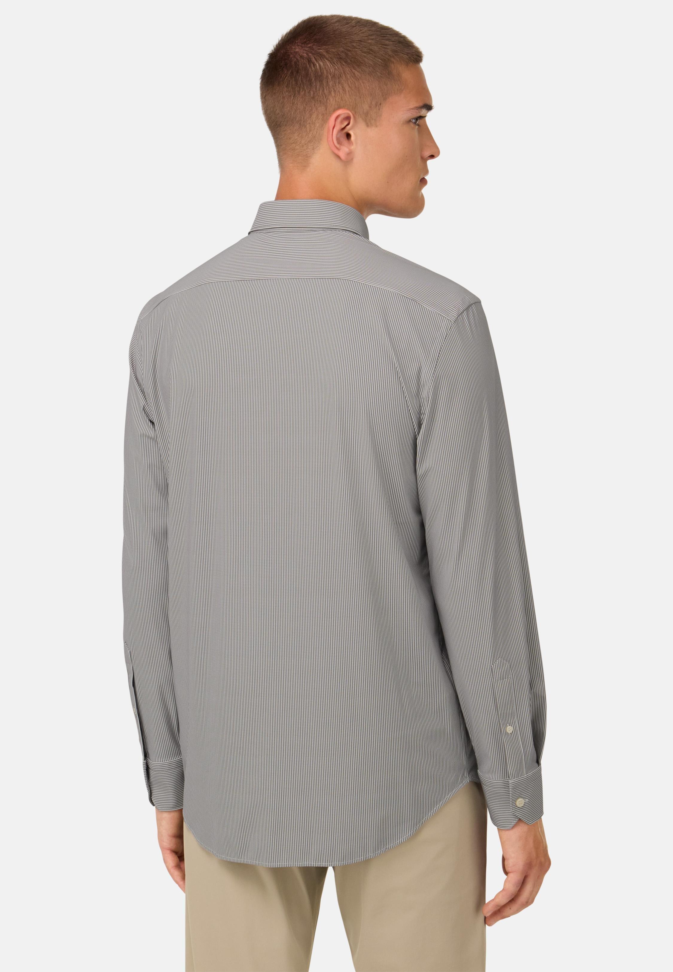 Slim Fit Stretch Nylon Shirt Brown, Brown, large image number 1